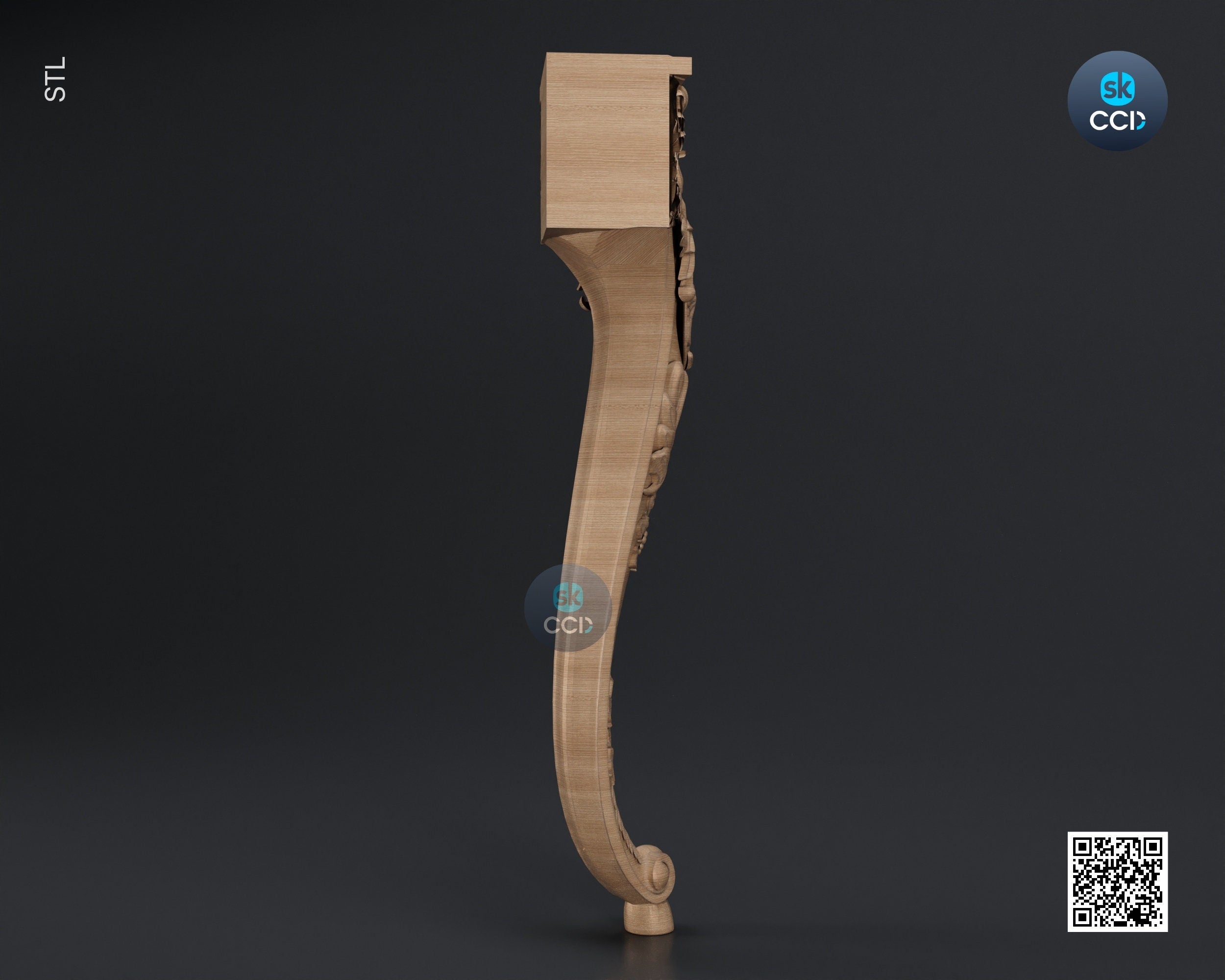 Furniture Leg 3D Model For Cnc Router, Wood Carving Digital File, Column Design, Model No. SKWL1032