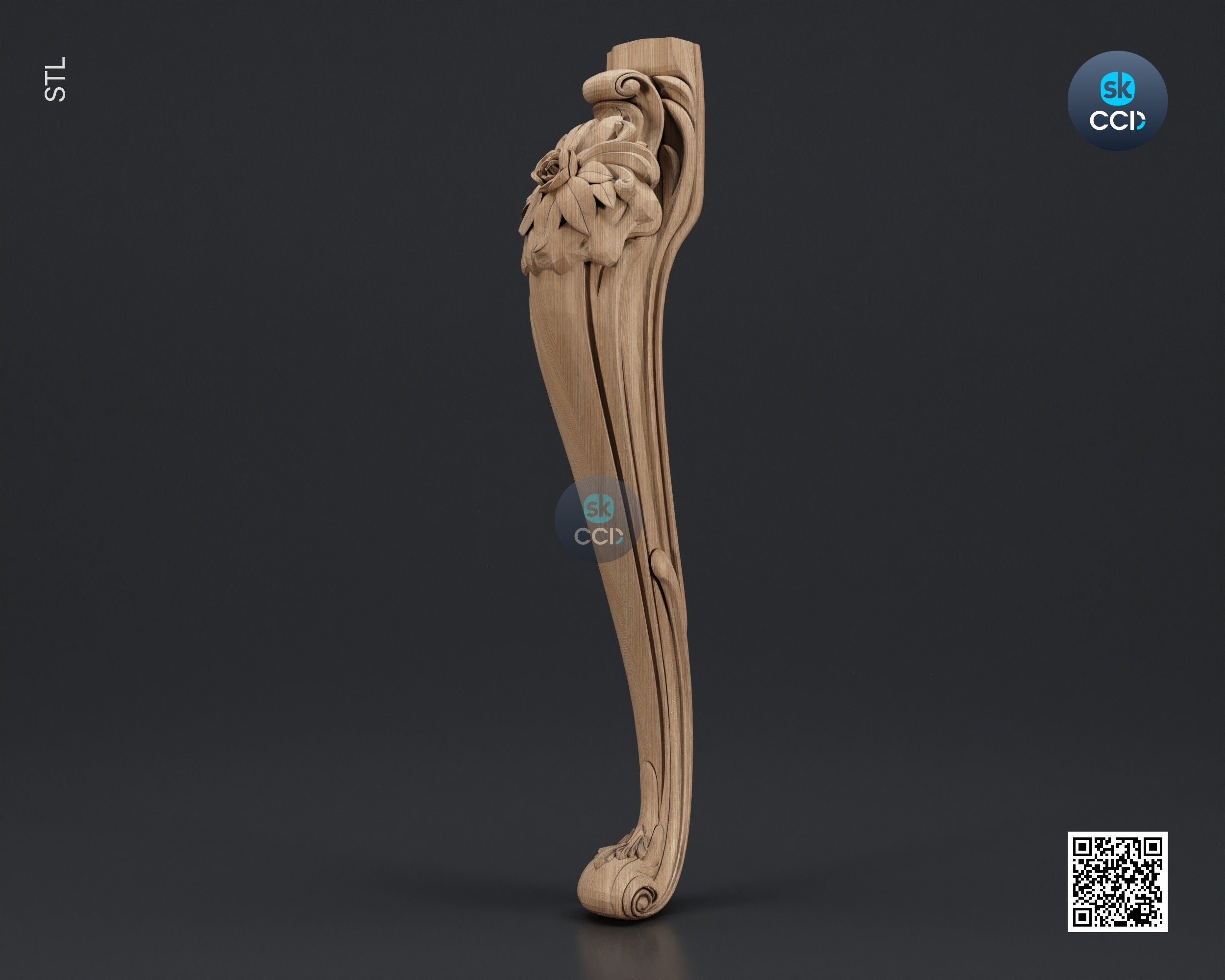 Furniture Leg 3D Model For Cnc Router, Wood Carving Digital File, Column Design, Model No. SKWL1039