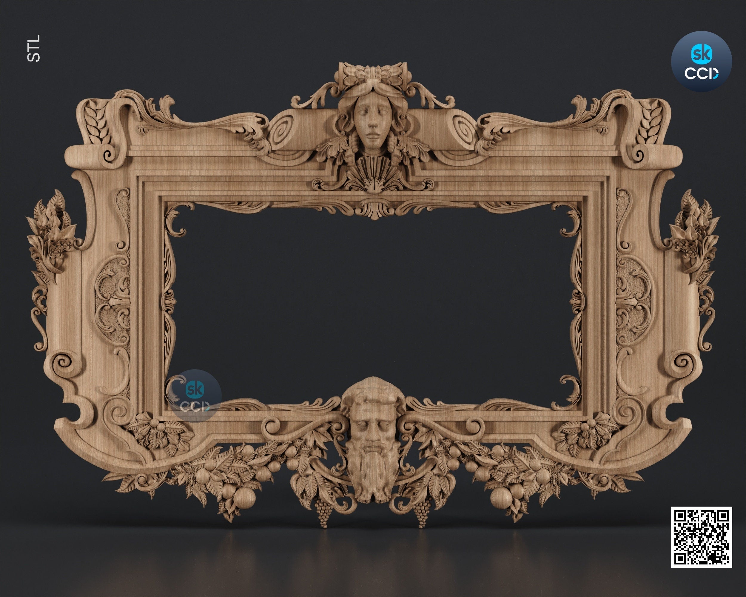 Carved Frame STL 3D Model, Carvign Frame, CNC Router Carving ArtCAM File, CNC files, Wood, Art, Wall Decor SKWF1087