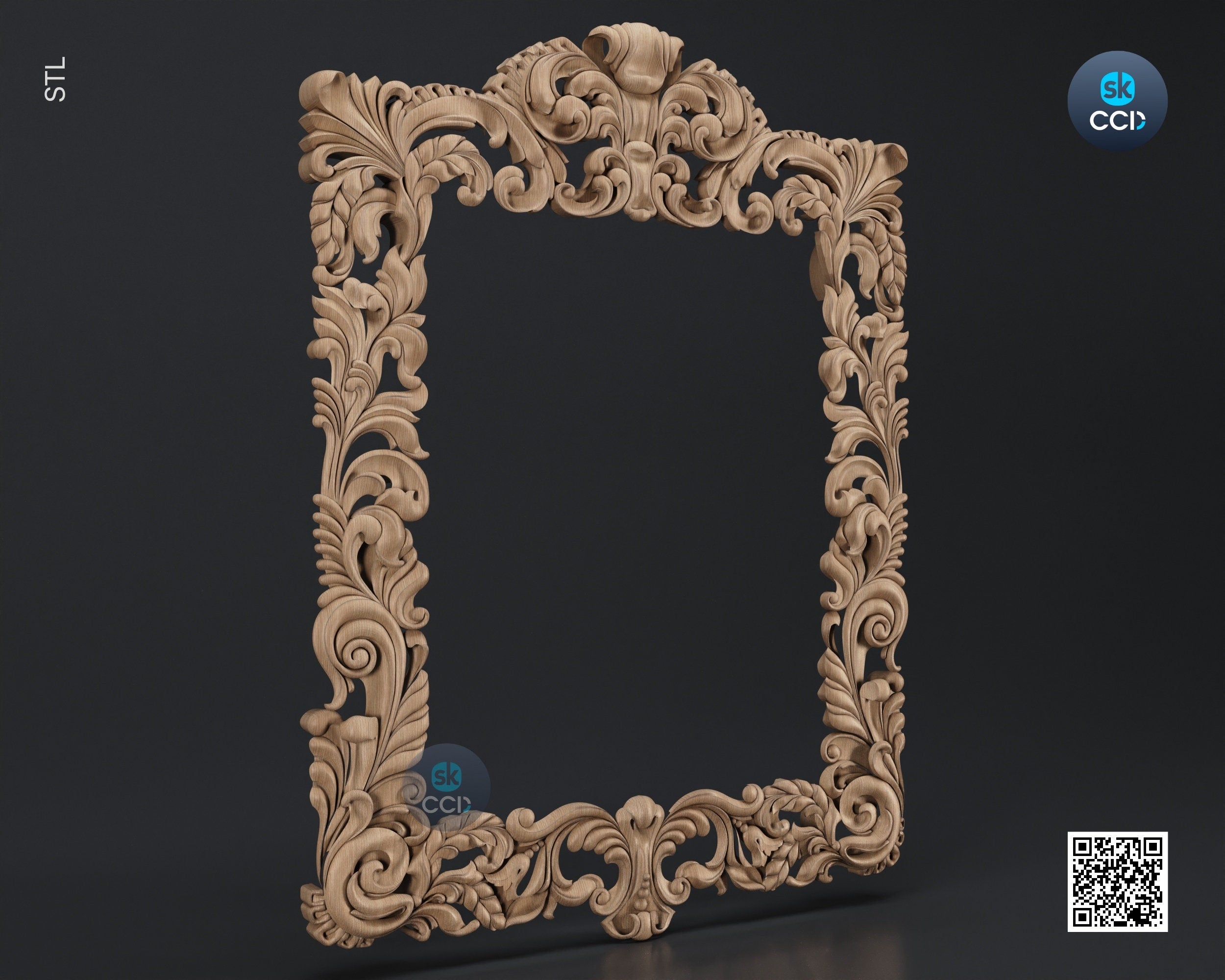 Carved Frame STL 3D Model, Carvign Frame, CNC Router Carving ArtCAM File, CNC files, Wood, Art, Wall Decor SKWF1007