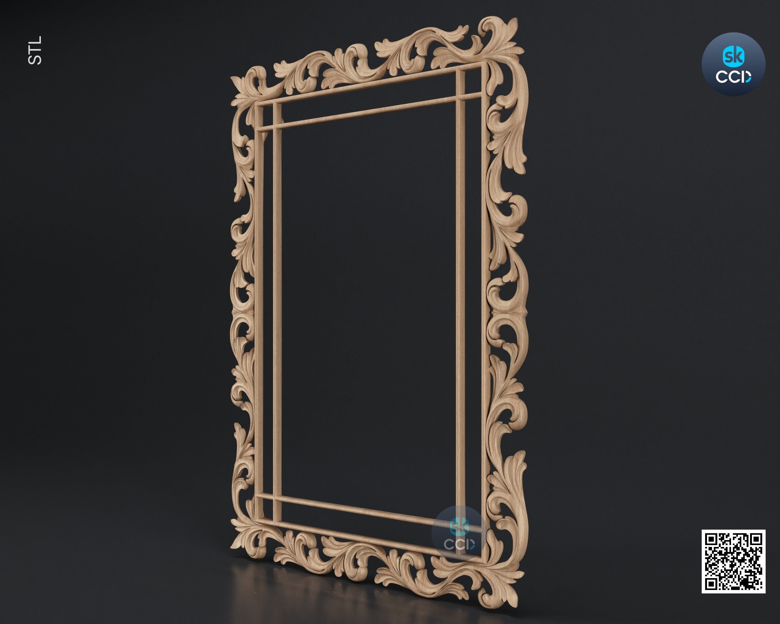 Carved Frame STL 3D Model, Carvign Frame, CNC Router Carving ArtCAM File, CNC files, Wood, Art, Wall Decor SKWF10119