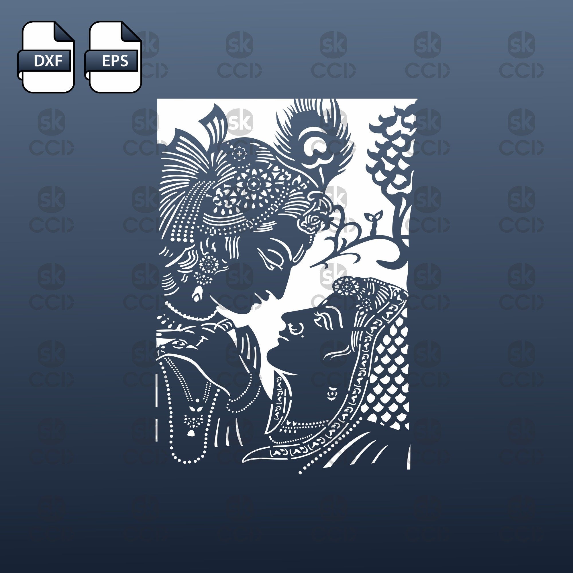 Radha Krishna | Indian God | Wall Decor | Laser Cutting | DXF Vector | Cnc Instant Download File | Digital Design