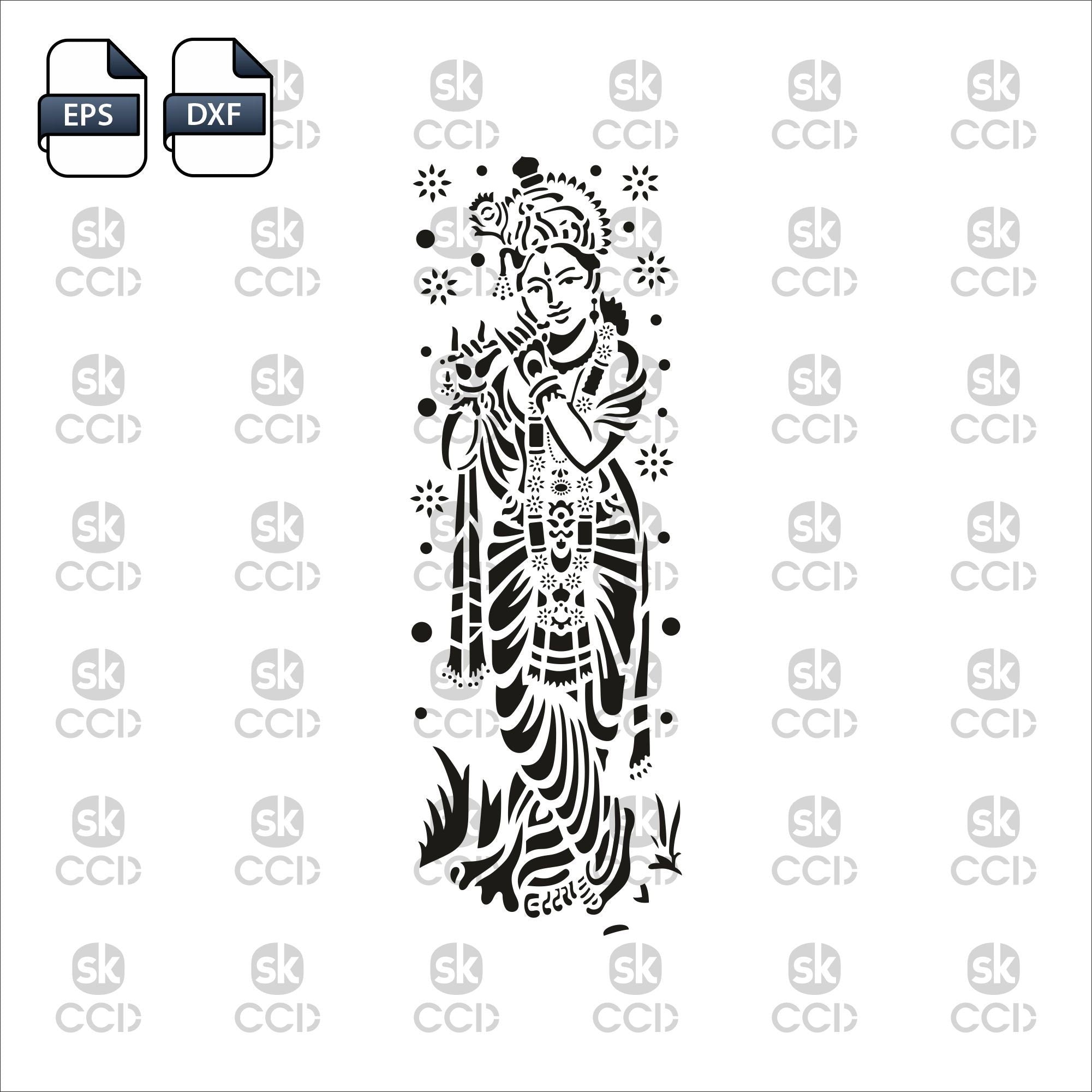 Krishna | Lord Krishna Indian God | Krishna Wall Decor | Laser Cutting Design | DXF Vector | Cnc Instant Download File | Cnc Digital Design