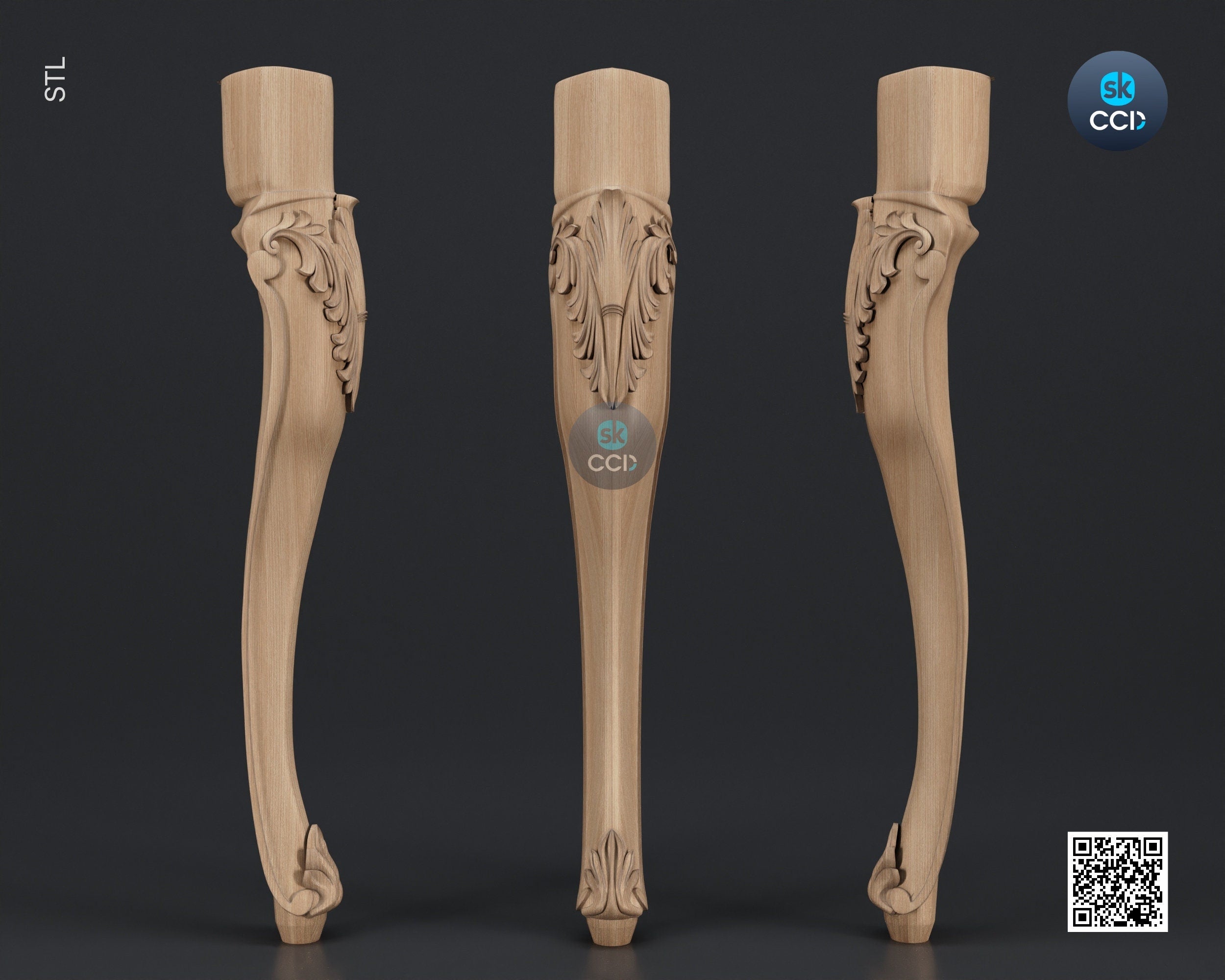 Furniture Leg 3D Model For Cnc Router, Wood Carving Digital File, Column Design, Model No. SKWL1006