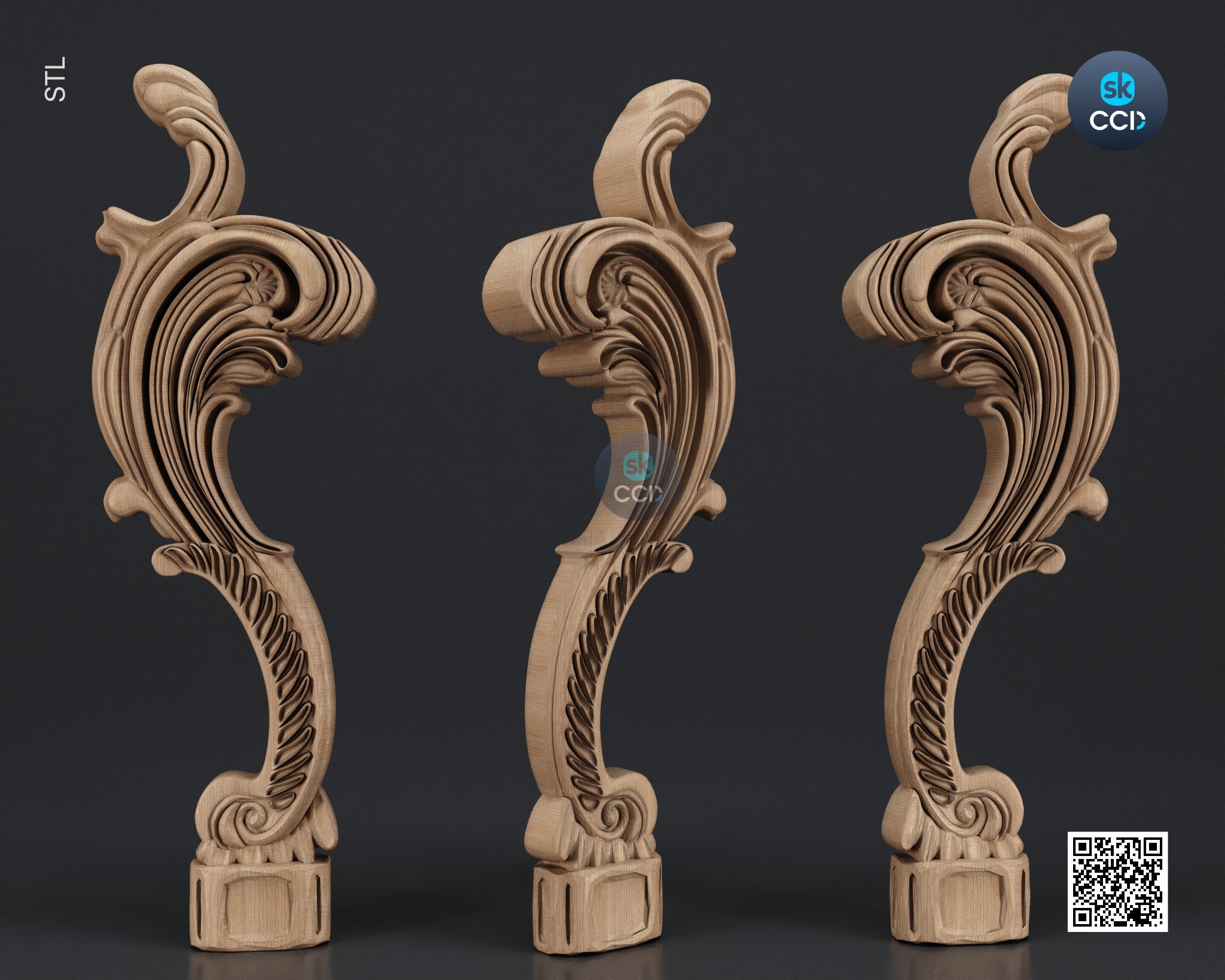 Furniture Leg 3D Model For Cnc Router, Wood Carving Digital File, Column Design, Model No. SKWL1003