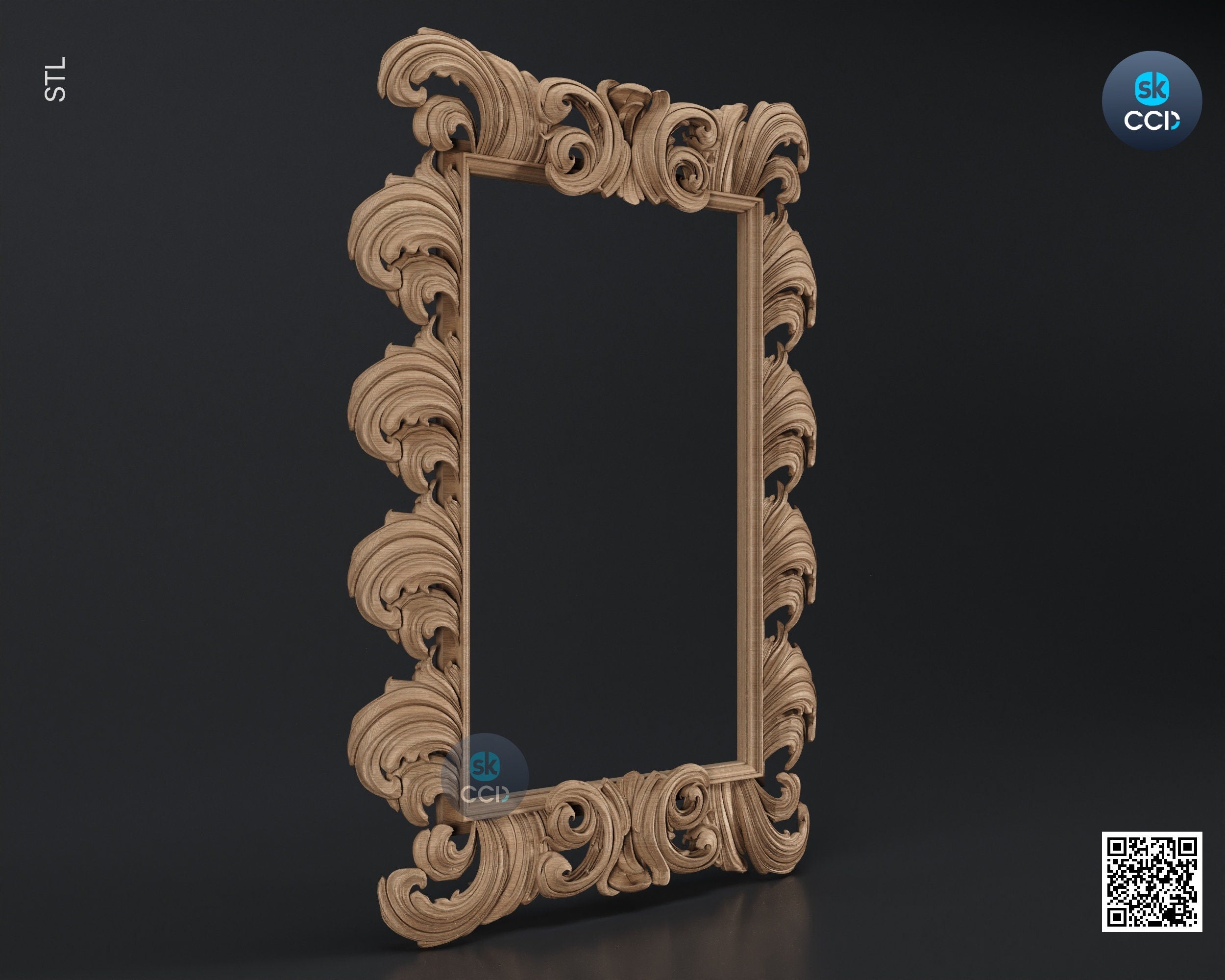 Carved Frame STL 3D Model, Carvign Frame, CNC Router Carving ArtCAM File, CNC files, Wood, Art, Wall Decor SKWF1058