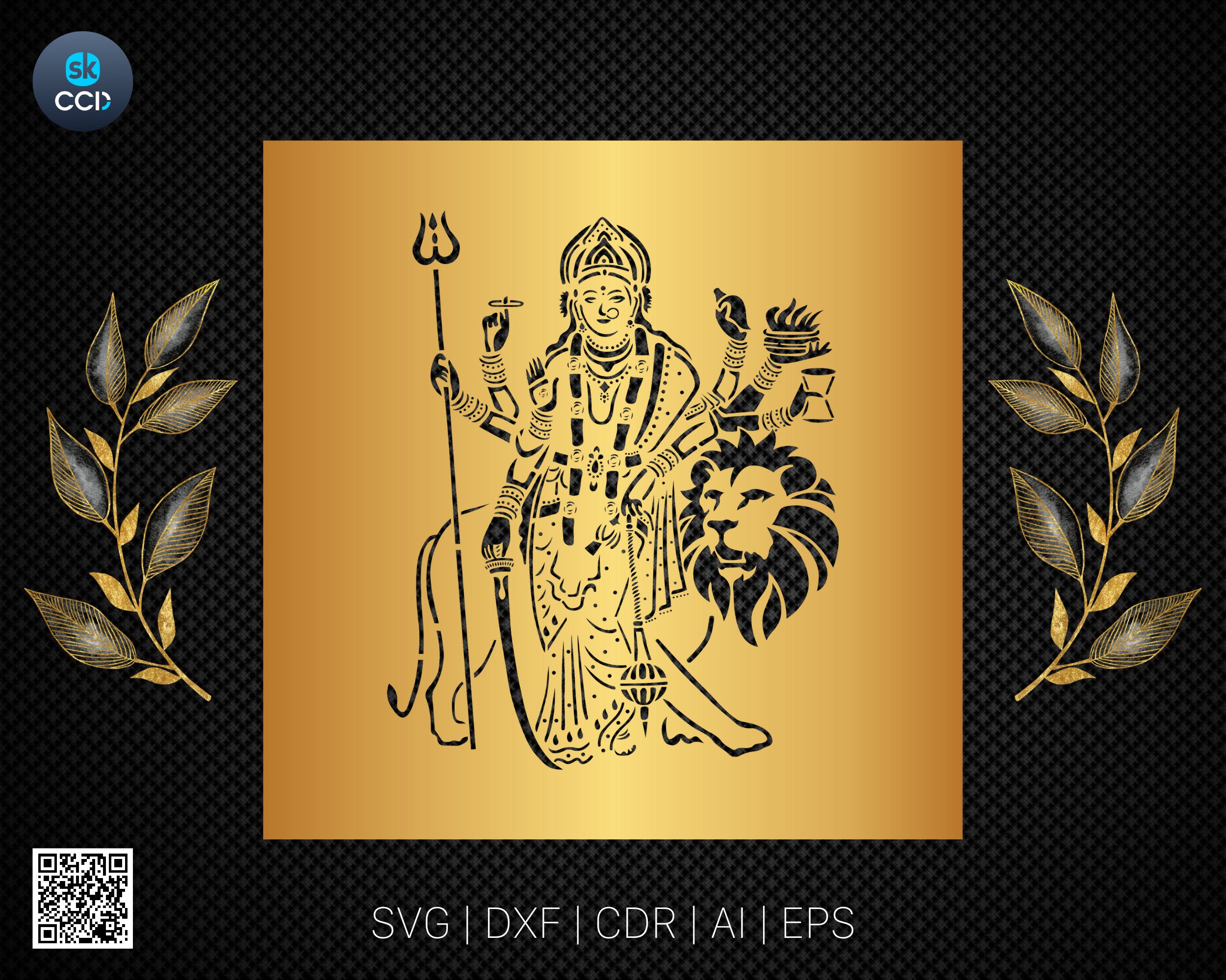 Maa Durga | Wall Art | Indian God |  | Laser Cutting Design | DXF Vector | Cnc Instant Download File | Cnc Digital Design