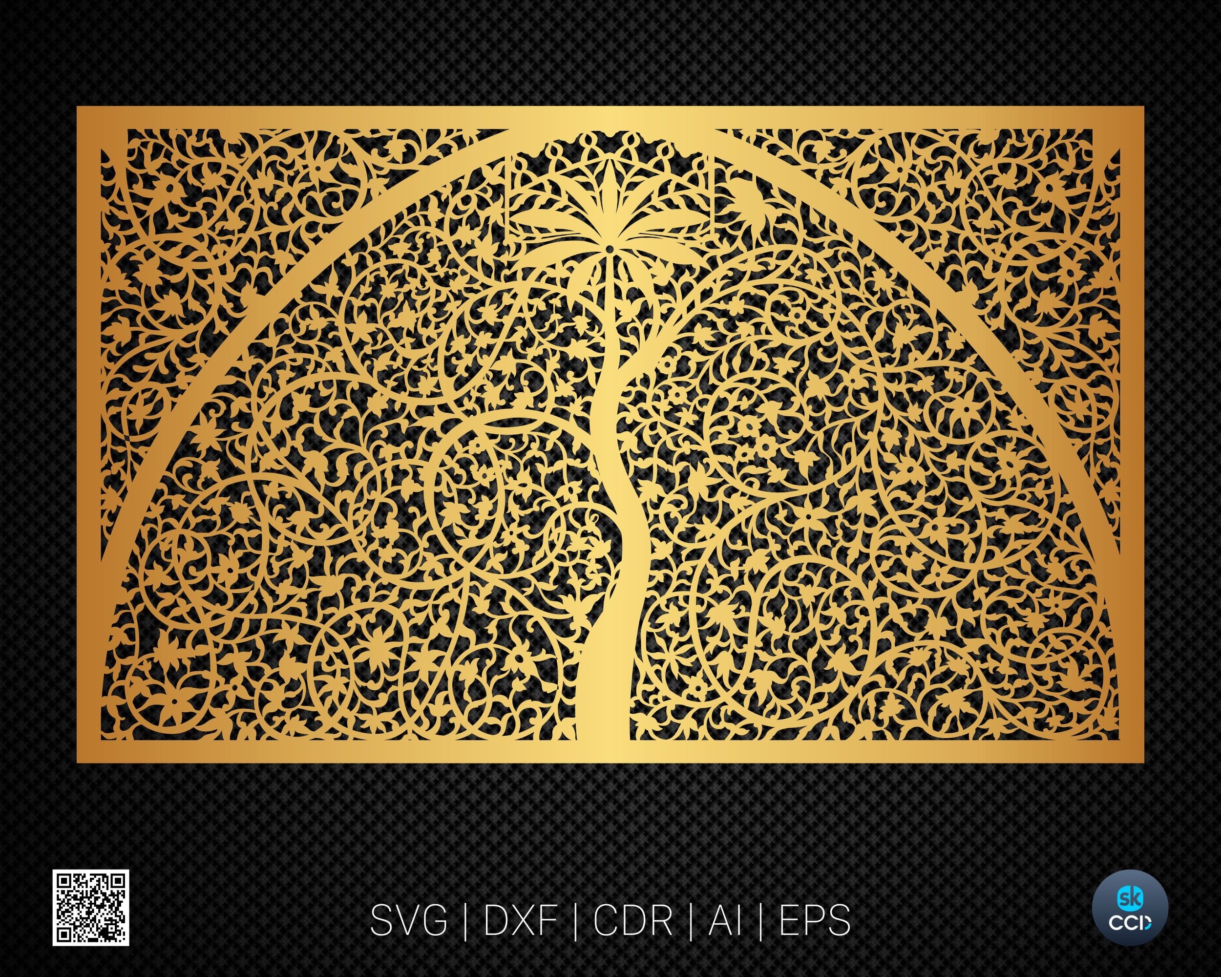 Sidi Saiyyad Mosque Laser Cutting Design Decorative Wall Art Laser Cut File Dxf, Svg, Cdr, Eps Vector file 2D1030