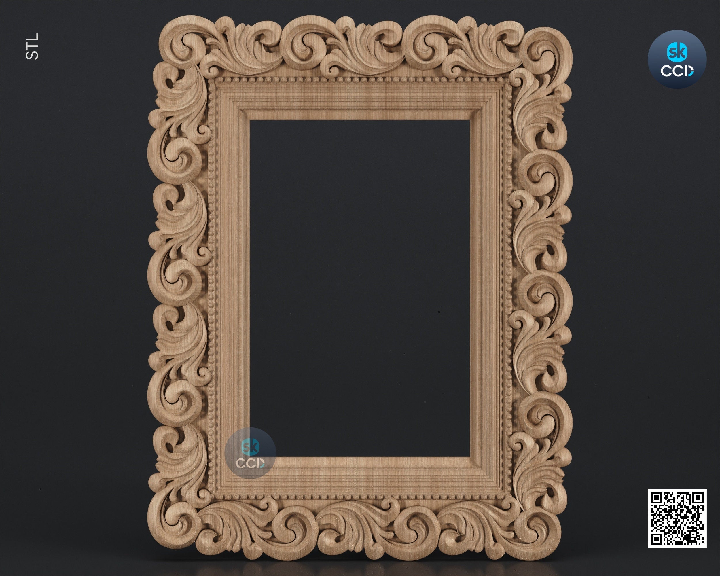 Carved Frame STL 3D Model, Carvign Frame, CNC Router Carving ArtCAM File, CNC files, Wood, Art, Wall Decor SKWF10177