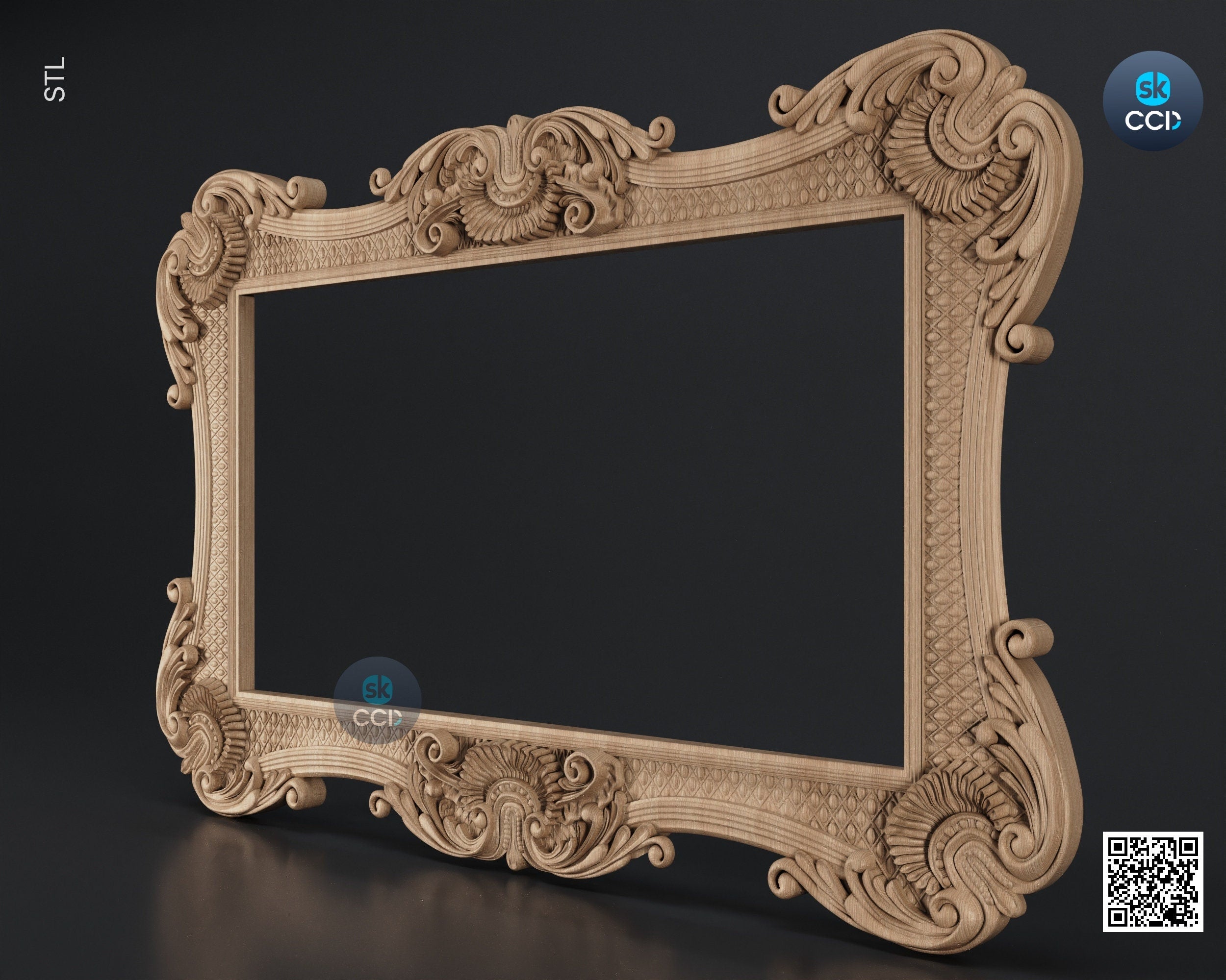 Carved Frame STL 3D Model, Carvign Frame, CNC Router Carving ArtCAM File, CNC files, Wood, Art, Wall Decor SKWF10260