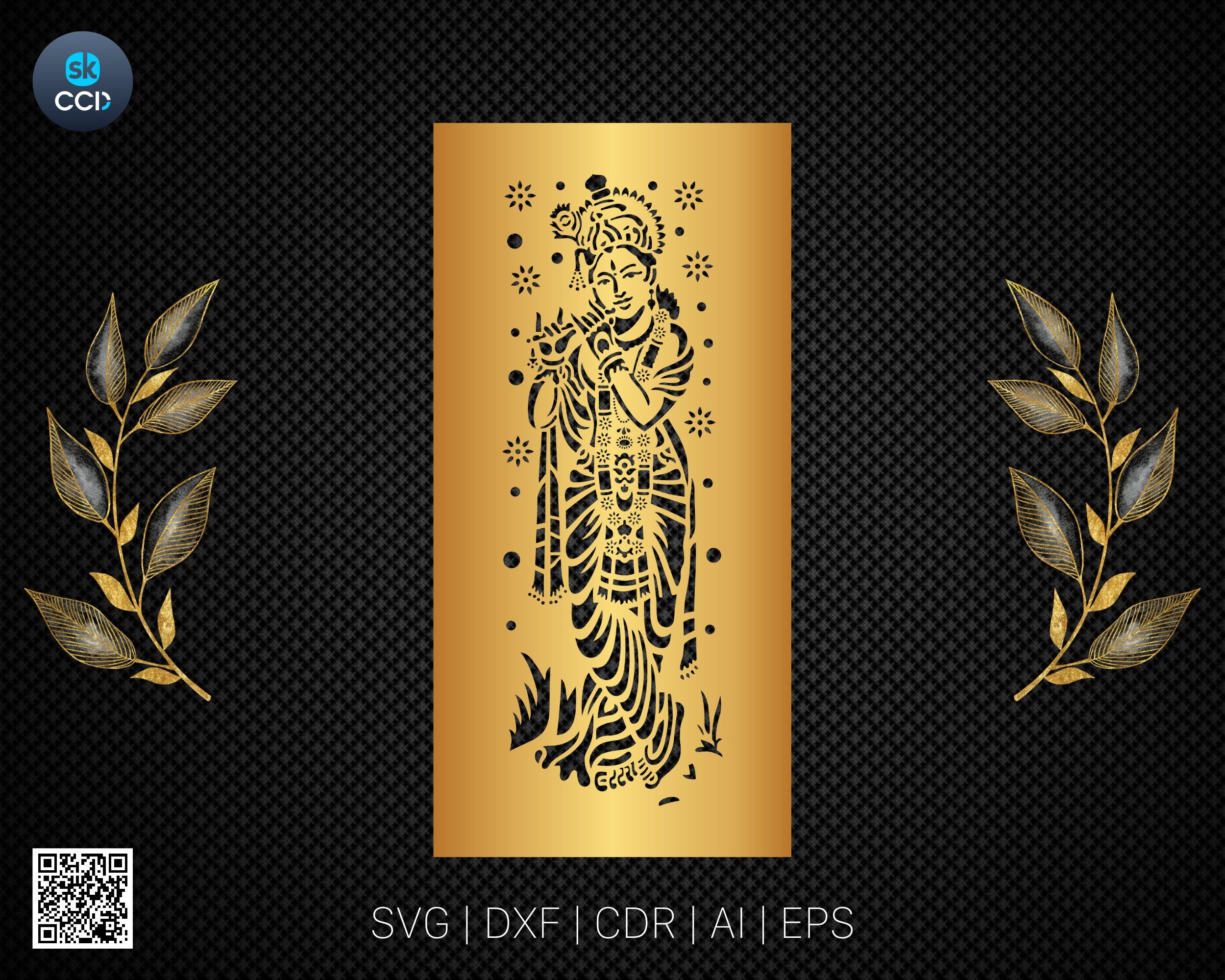 Krishna | Lord Krishna Indian God | Krishna Wall Decor | Laser Cutting Design | DXF Vector | Cnc Instant Download File | Cnc Digital Design