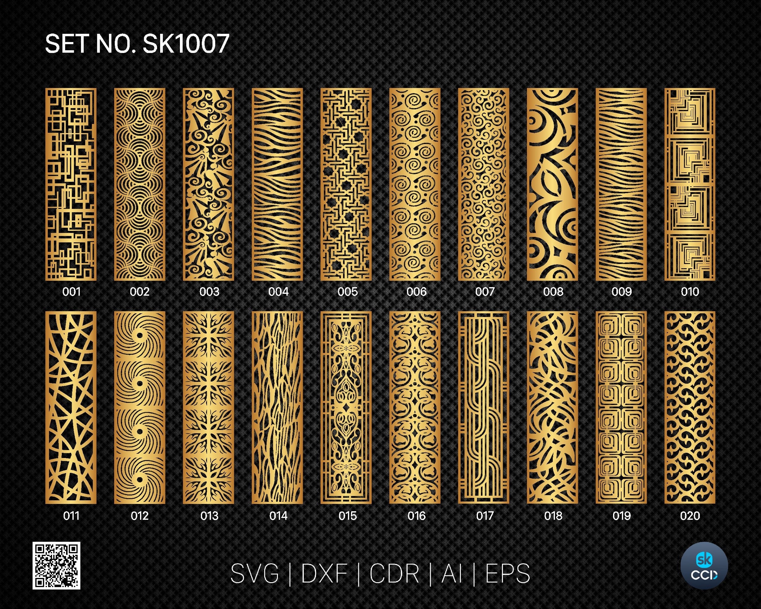 20 Decorative panel | Set SK1007 | Room Divider, Screen, Partitions, Door Panel Laser, Cnc, Plasma, Cricut File CDR, Svg, AI, Dxf, Eps