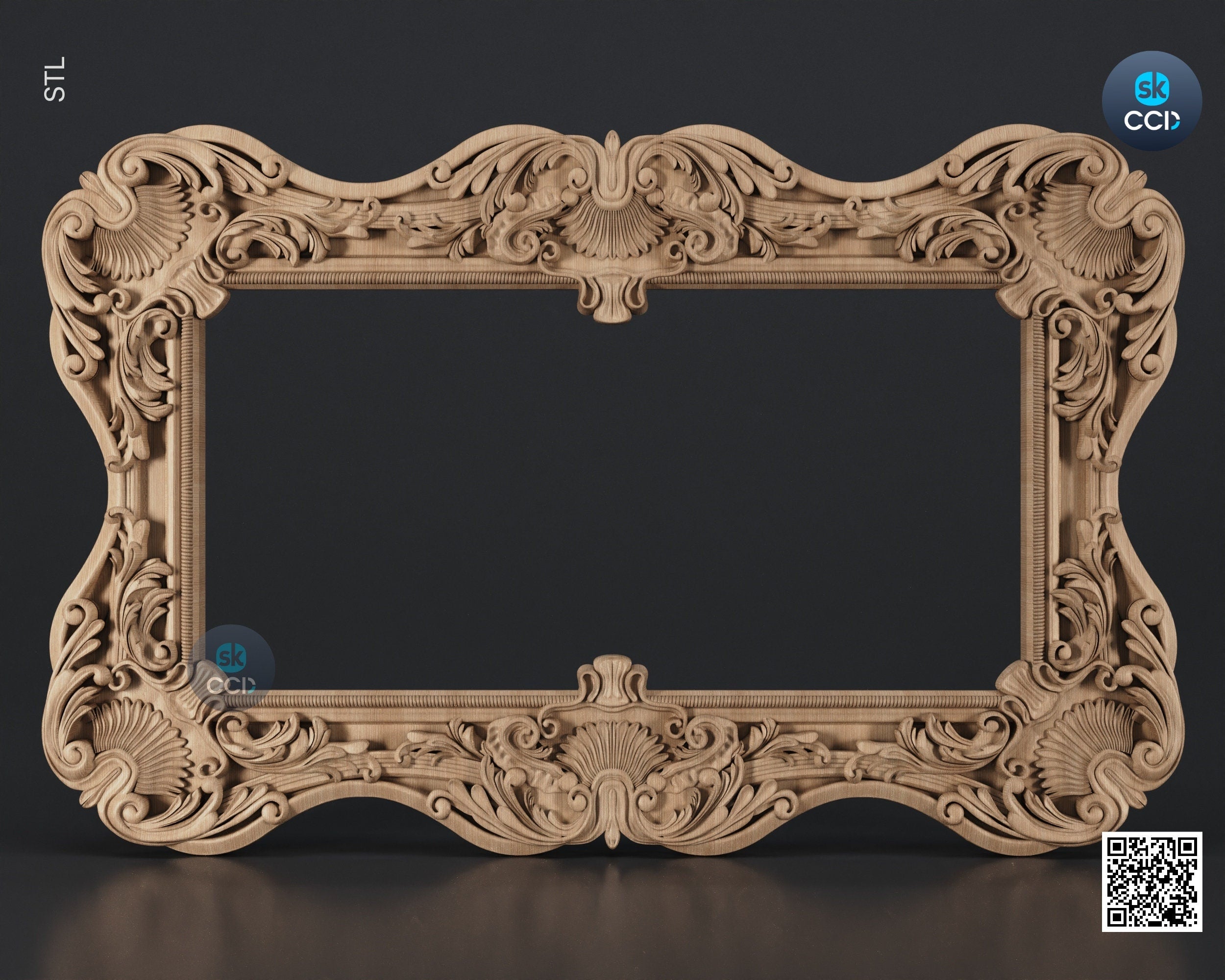 Carved Frame STL 3D Model, Carvign Frame, CNC Router Carving ArtCAM File, CNC files, Wood, Art, Wall Decor SKWF10214