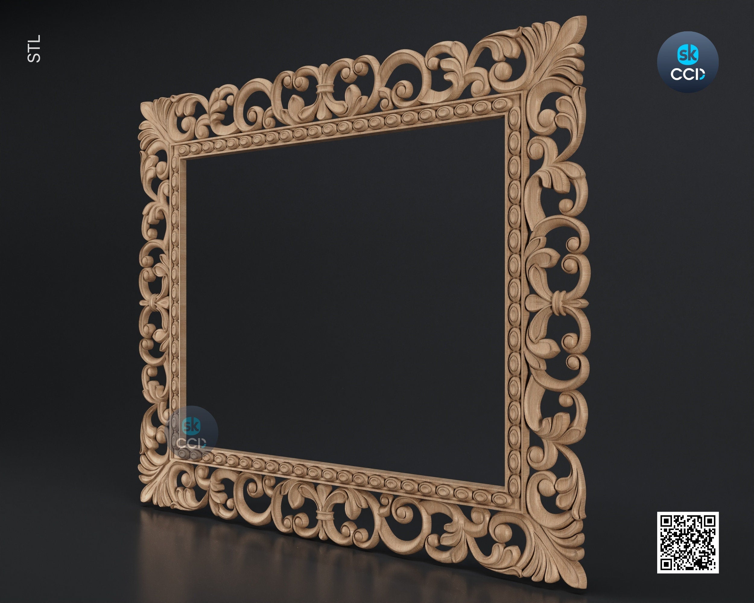 Carved Frame STL 3D Model, Carvign Frame, CNC Router Carving ArtCAM File, CNC files, Wood, Art, Wall Decor SKWF1040