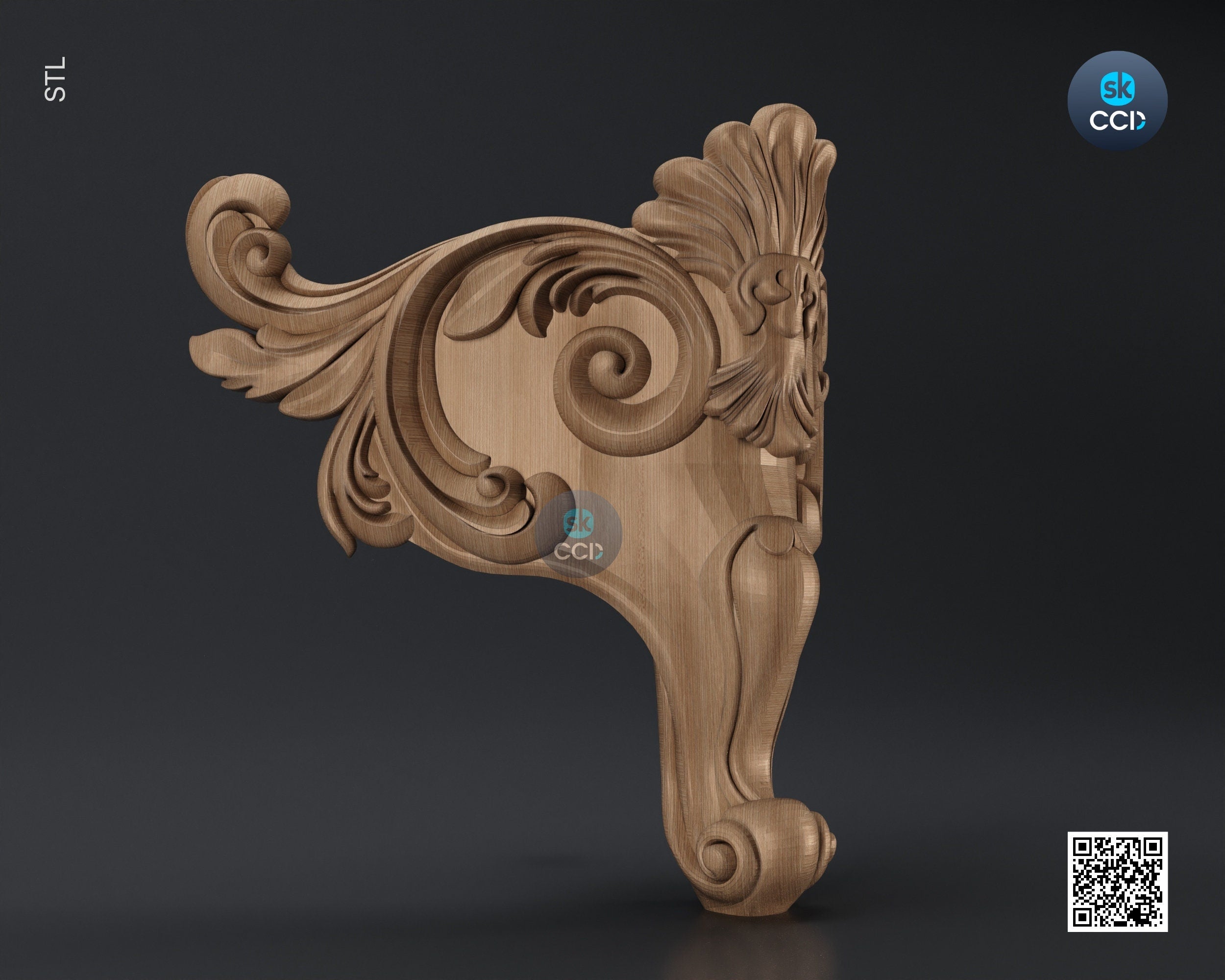 Furniture Leg 3D Model For Cnc Router, Wood Carving Digital File, Column Design, Model No. SKWL1009