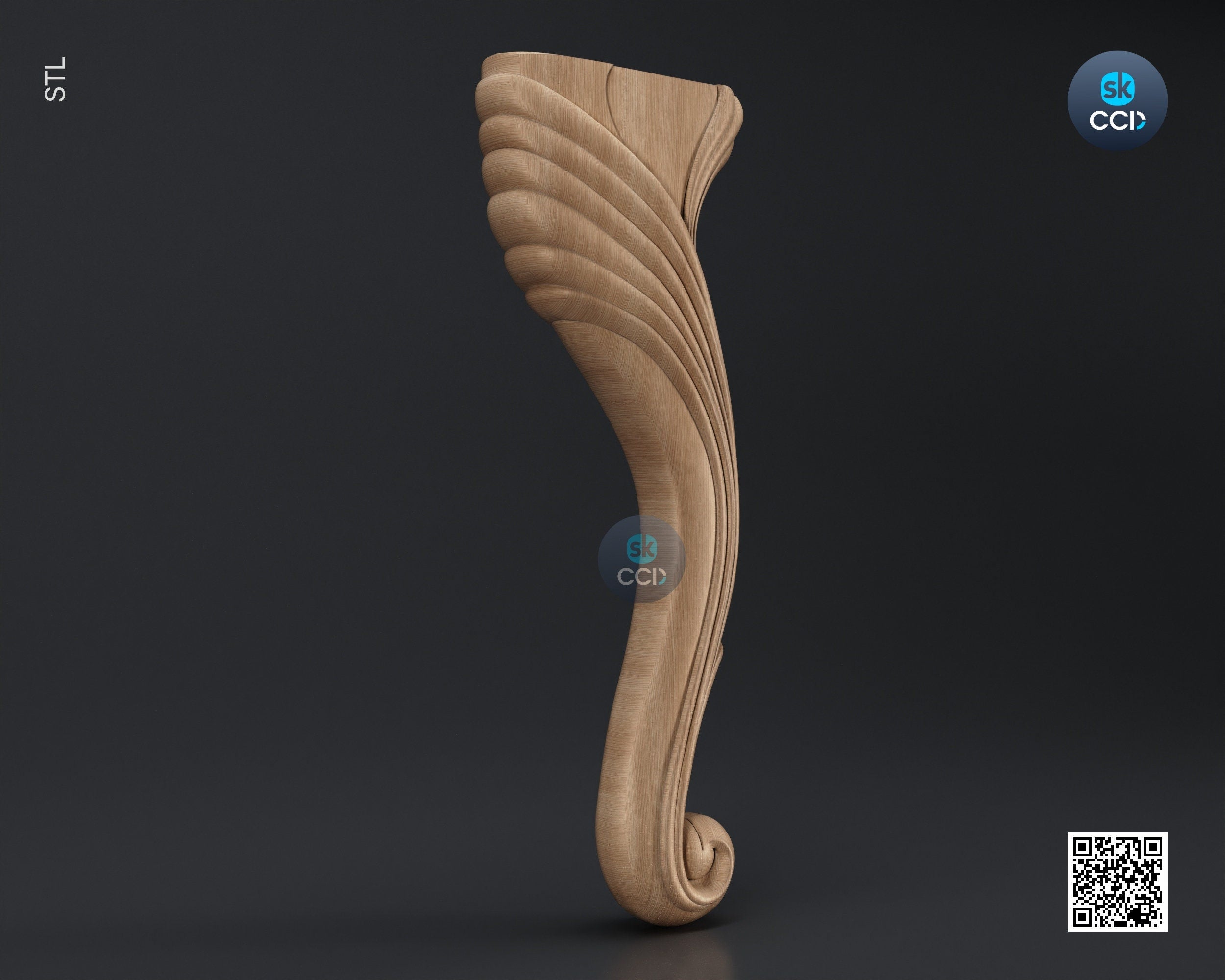 Furniture Leg 3D Model For Cnc Router, Wood Carving Digital File, Column Design, Model No. SKWL1040