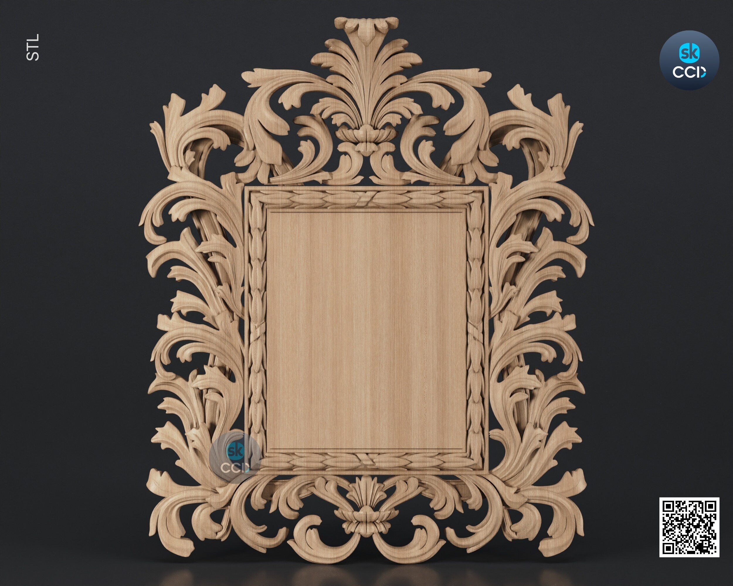 Carved Frame STL 3D Model, Carvign Frame, CNC Router Carving ArtCAM File, CNC files, Wood, Art, Wall Decor SKWF10204