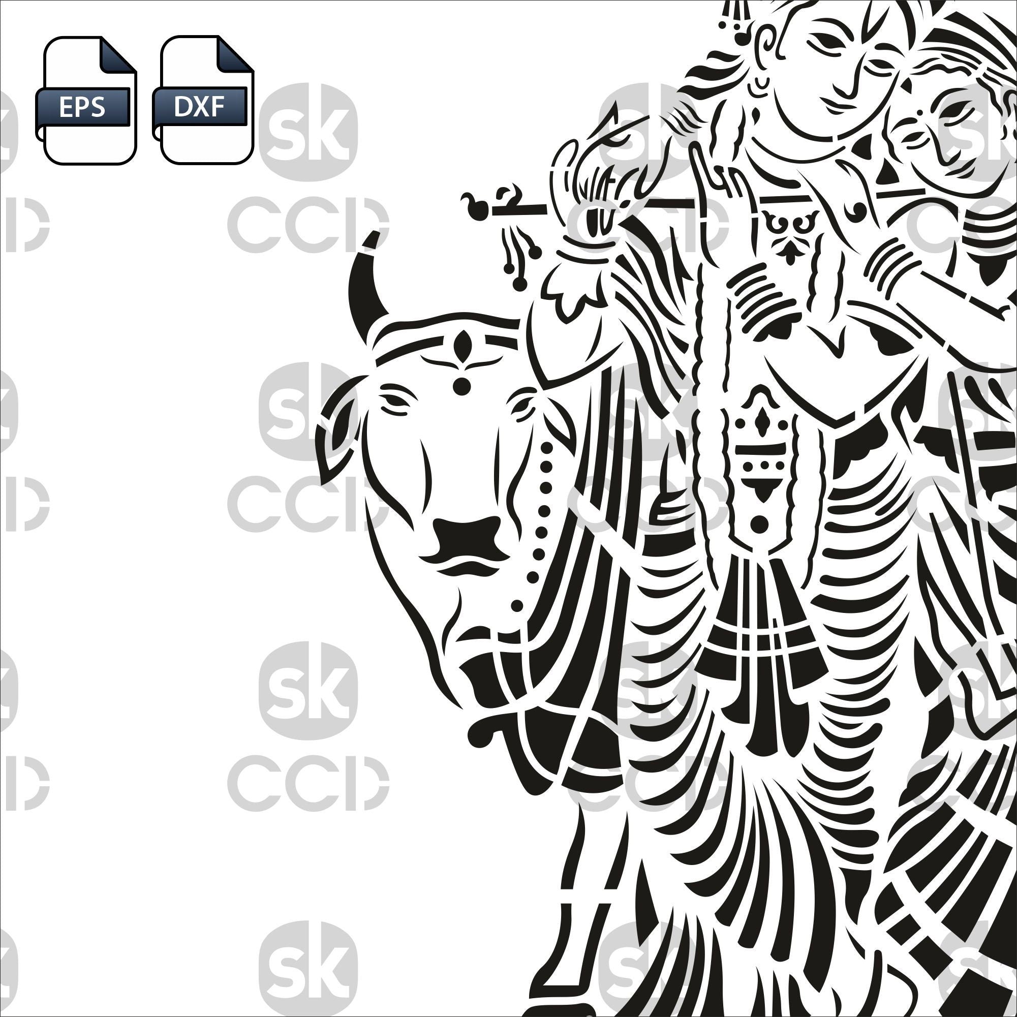 Radha Krishna | Indian God | Radha Krishna Wall Decor | Laser Cutting Design | DXF Vector | Cnc Instant Download File | Cnc Digital Design