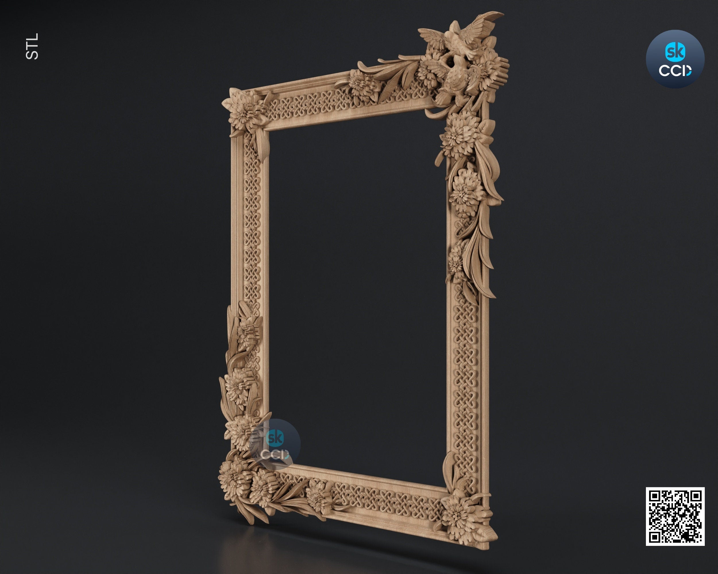 Carved Frame STL 3D Model, Carvign Frame, CNC Router Carving ArtCAM File, CNC files, Wood, Art, Wall Decor SKWF10111