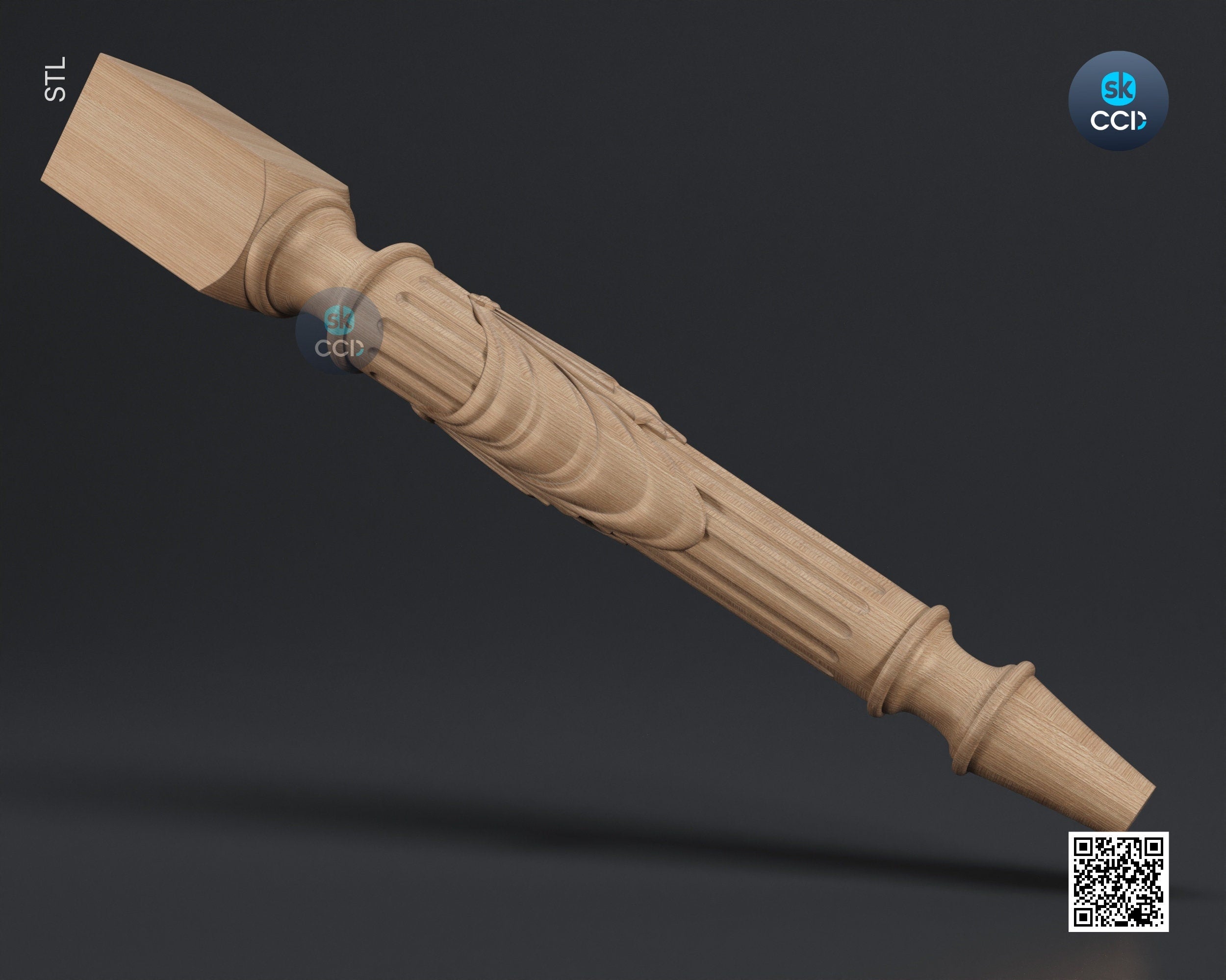 Furniture Leg 3D Model For Cnc Router, Wood Carving Digital File, Column Design, Model No. SKWL1023