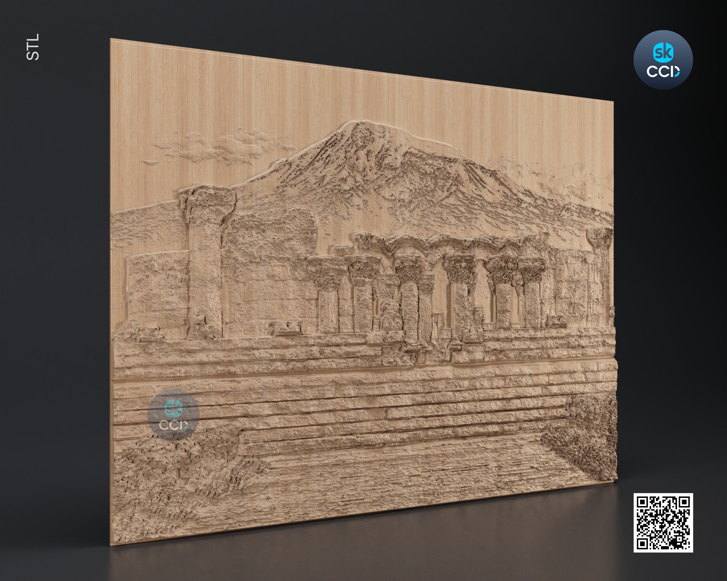Wood Wall Art, Zvartnots STL Model, CNC Router Carving ArtCAM File, Wall Sculpture, Wood Carving, 3D Model