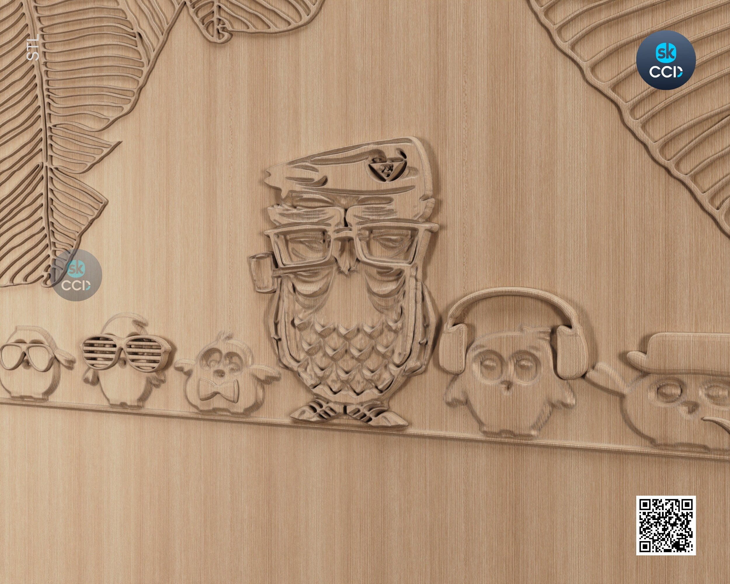 Wood Wall Art, Owls STL Model, CNC Router Carving ArtCAM File, Wall Sculpture, Wood Carving, 3D Model