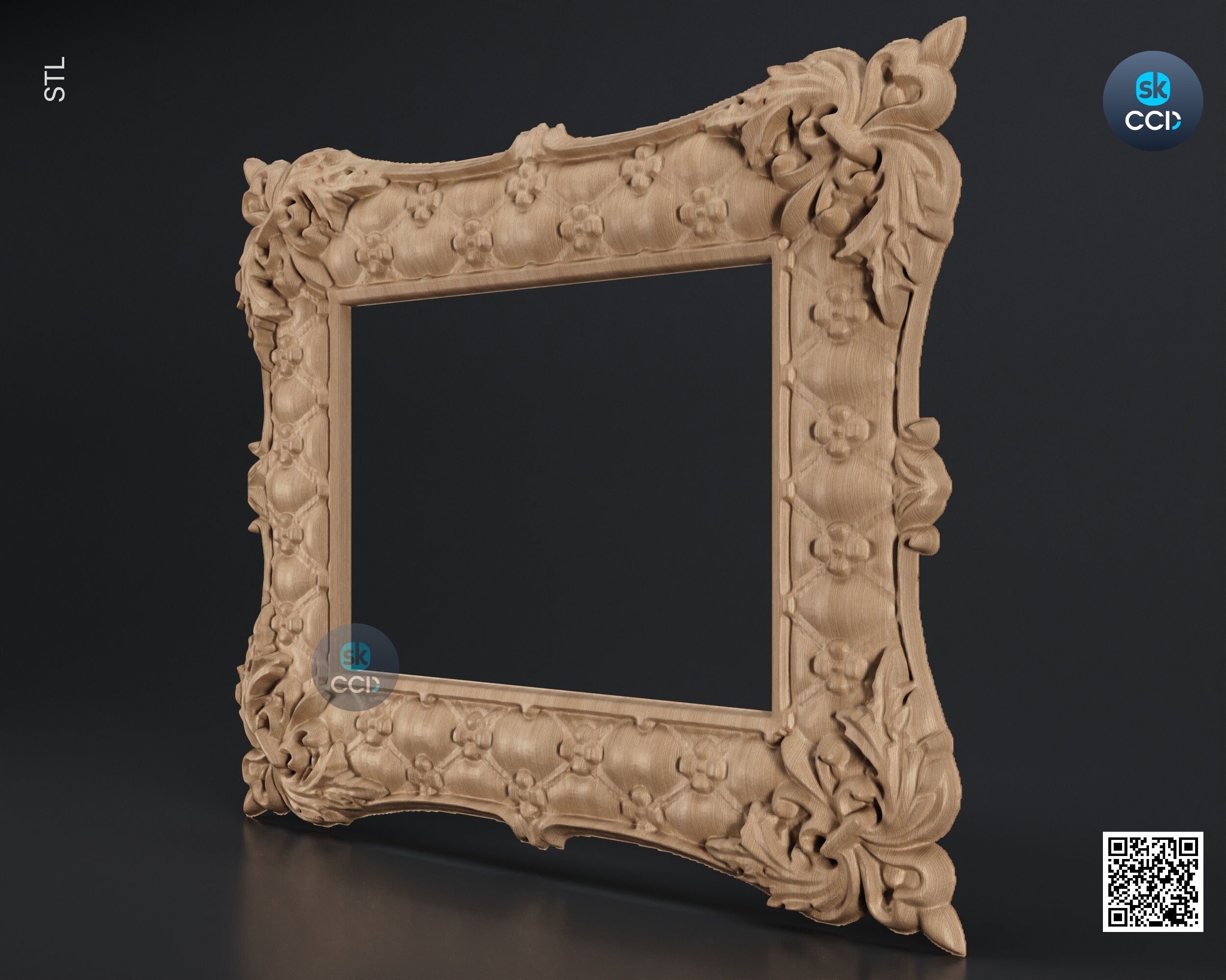 Carved Frame STL 3D Model, Carvign Frame, CNC Router Carving ArtCAM File, CNC files, Wood, Art, Wall Decor SKWF1098