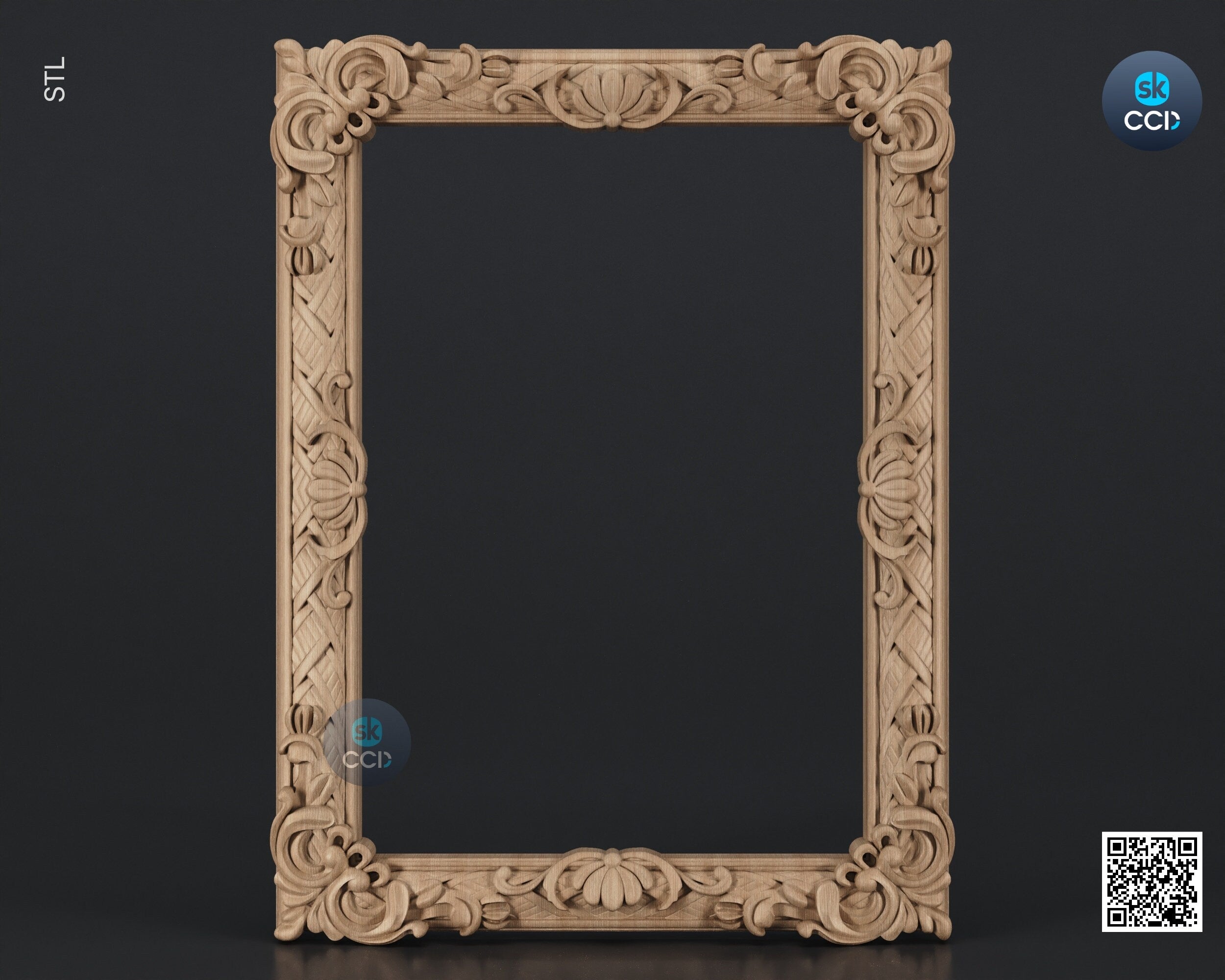 Carved Frame STL 3D Model, Carvign Frame, CNC Router Carving ArtCAM File, CNC files, Wood, Art, Wall Decor SKWF10241