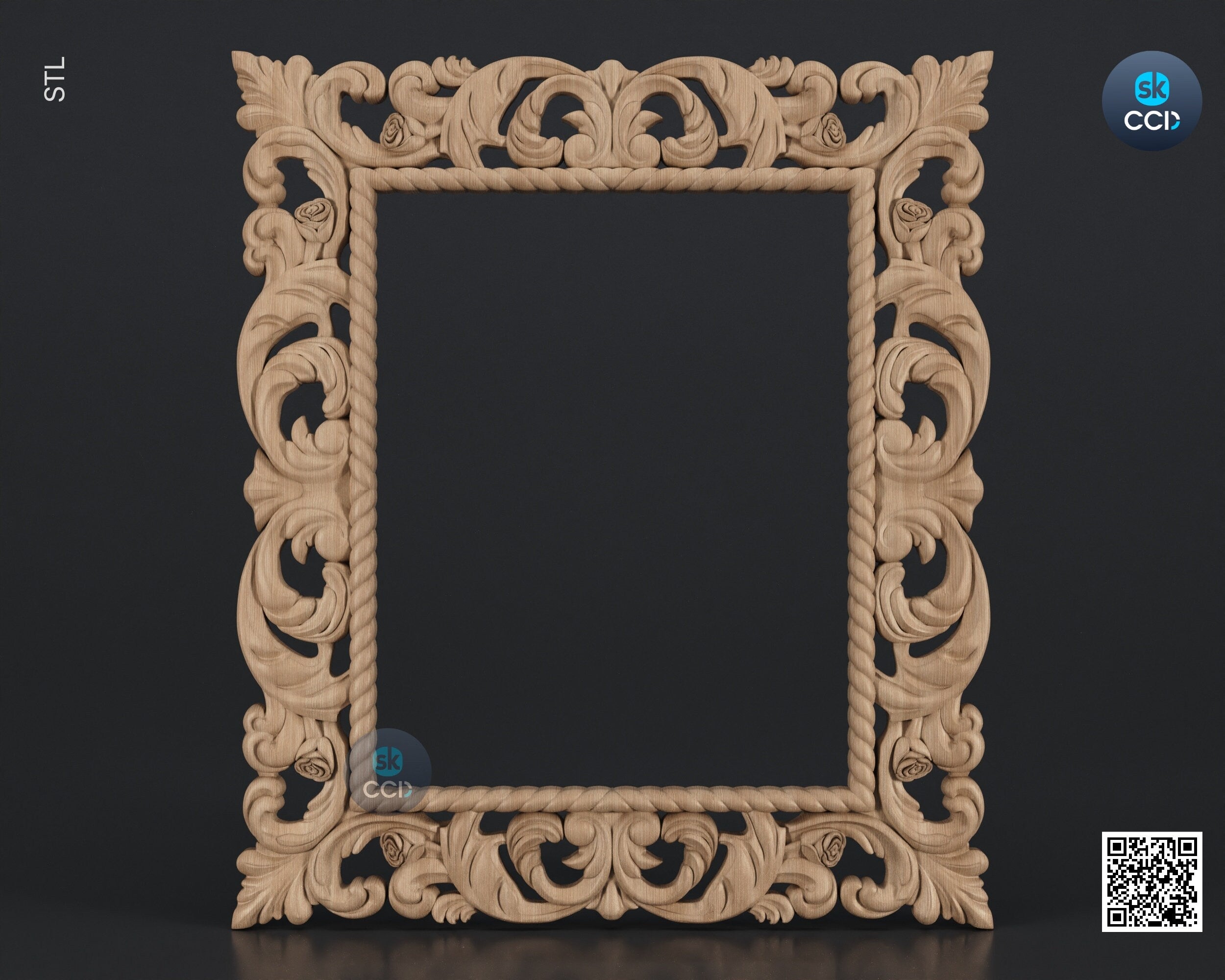 Carved Frame STL 3D Model, Carvign Frame, CNC Router Carving ArtCAM File, CNC files, Wood, Art, Wall Decor SKWF10169
