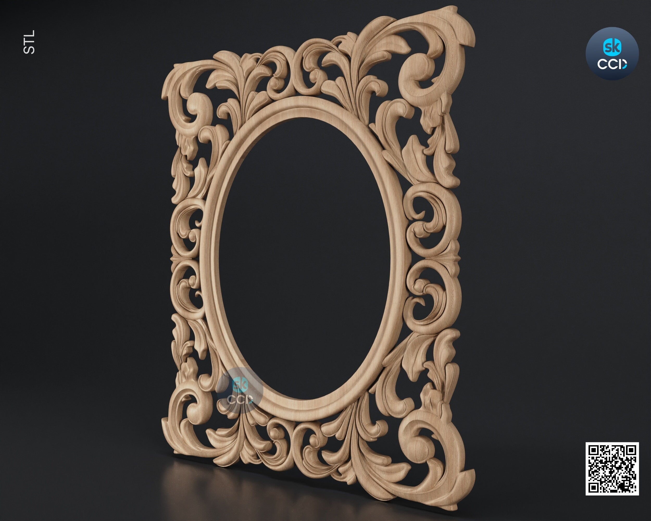 Carved Frame STL 3D Model, Carvign Frame, CNC Router Carving ArtCAM File, CNC files, Wood, Art, Wall Decor SKWF10235