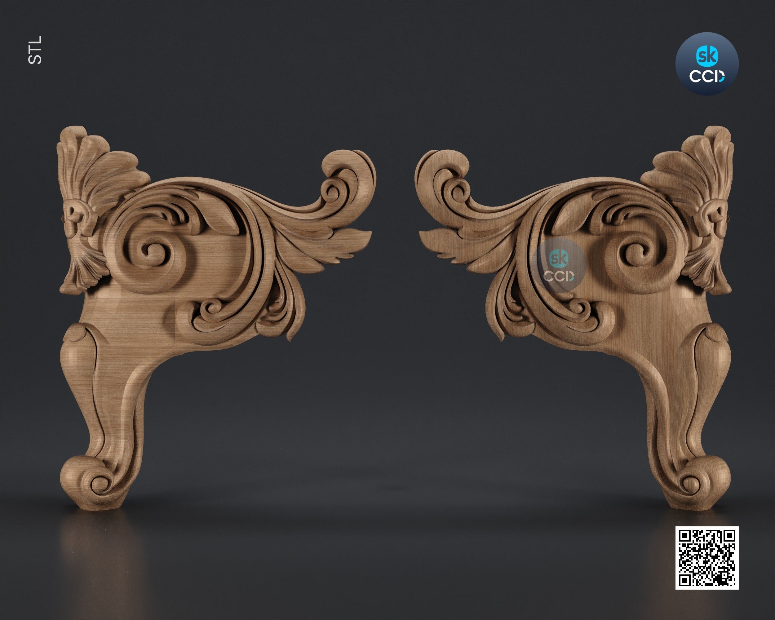 Furniture Leg 3D Model For Cnc Router, Wood Carving Digital File, Column Design, Model No. SKWL1009