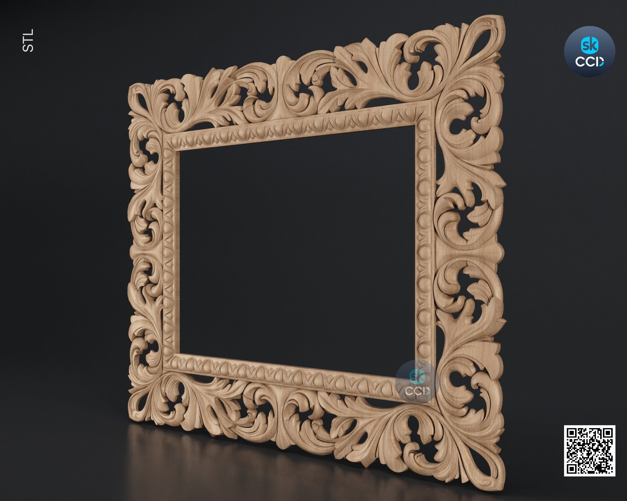 Carved Frame STL 3D Model, Carvign Frame, CNC Router Carving ArtCAM File, CNC files, Wood, Art, Wall Decor SKWF10145