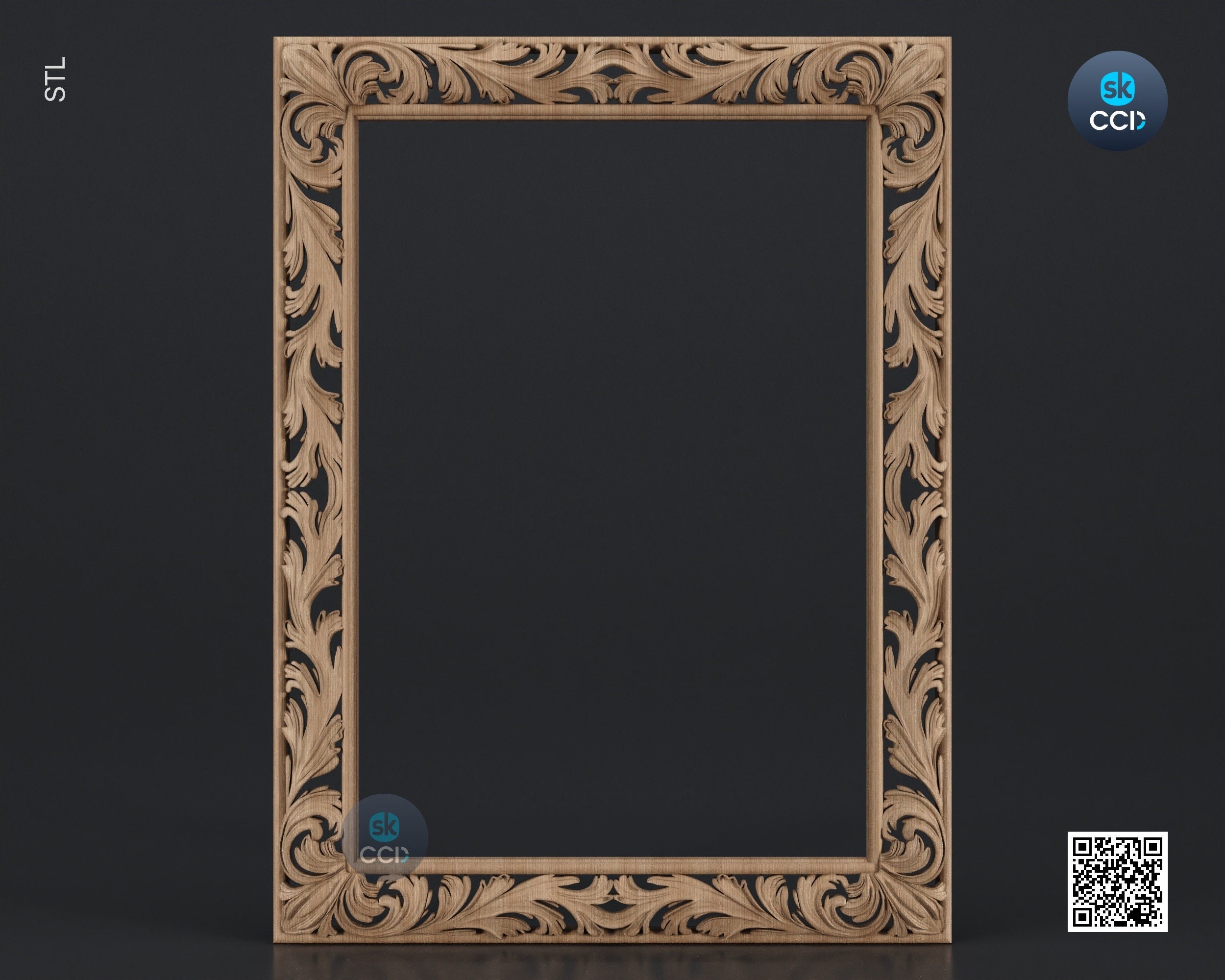 Carved Frame STL 3D Model, Carvign Frame, CNC Router Carving ArtCAM File, CNC files, Wood, Art, Wall Decor SKWF1042