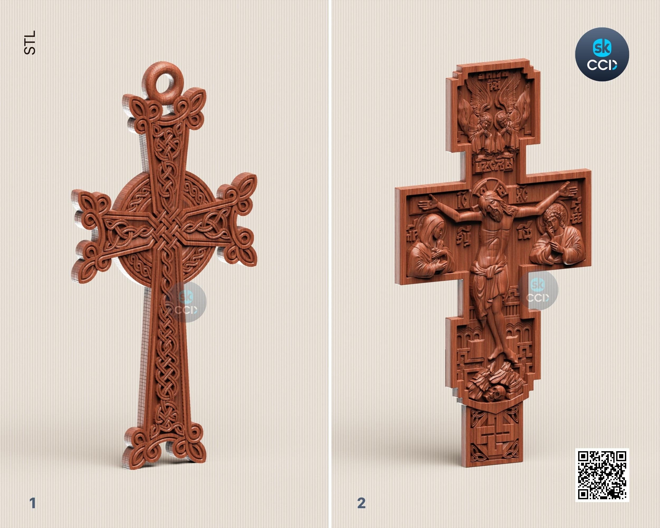 Cross Stl, 3D STL File for Cnc and 3D Printer, Jesus Cross Set - 2, CNC Download