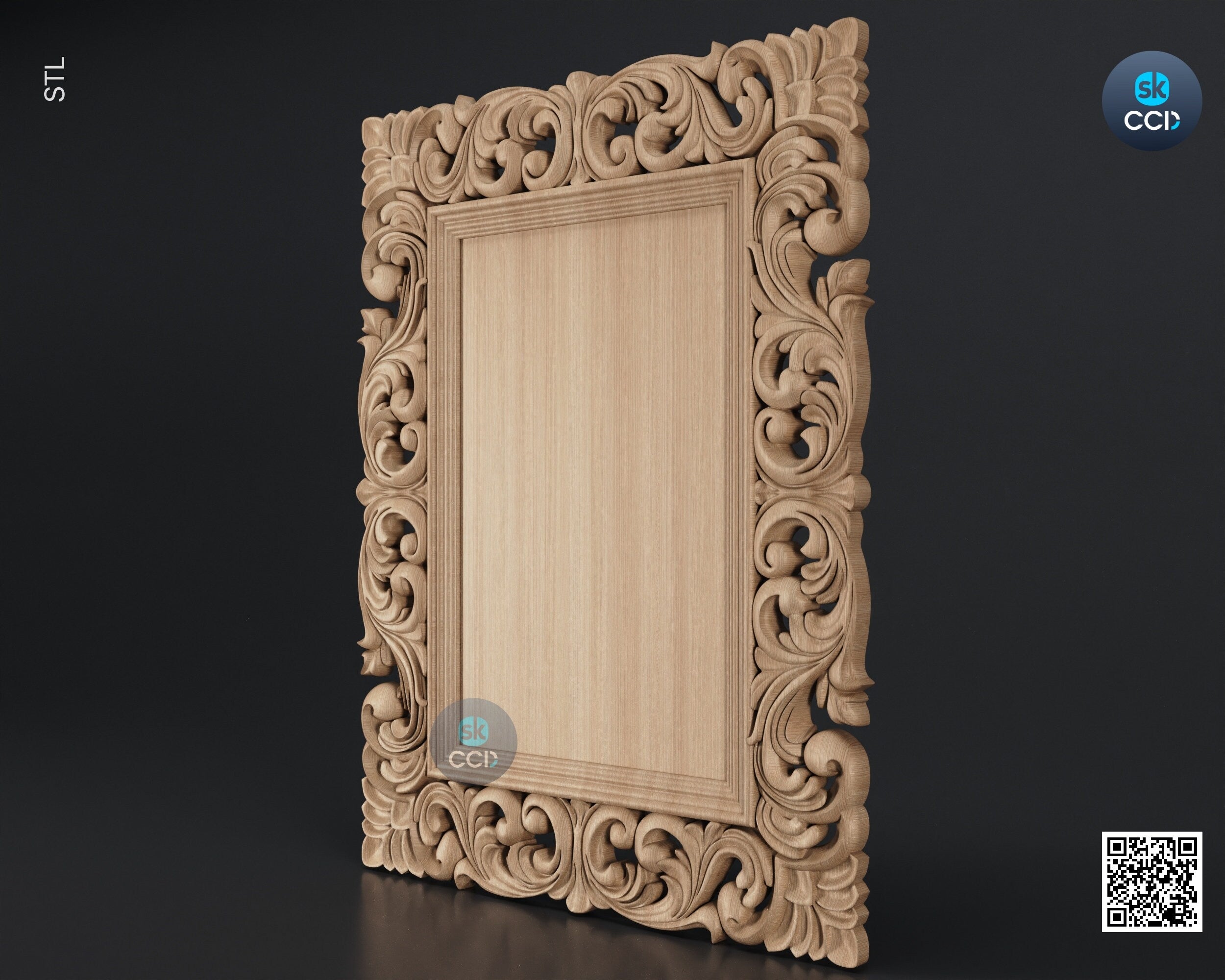 Carved Frame STL 3D Model, Carvign Frame, CNC Router Carving ArtCAM File, CNC files, Wood, Art, Wall Decor SKWF10237