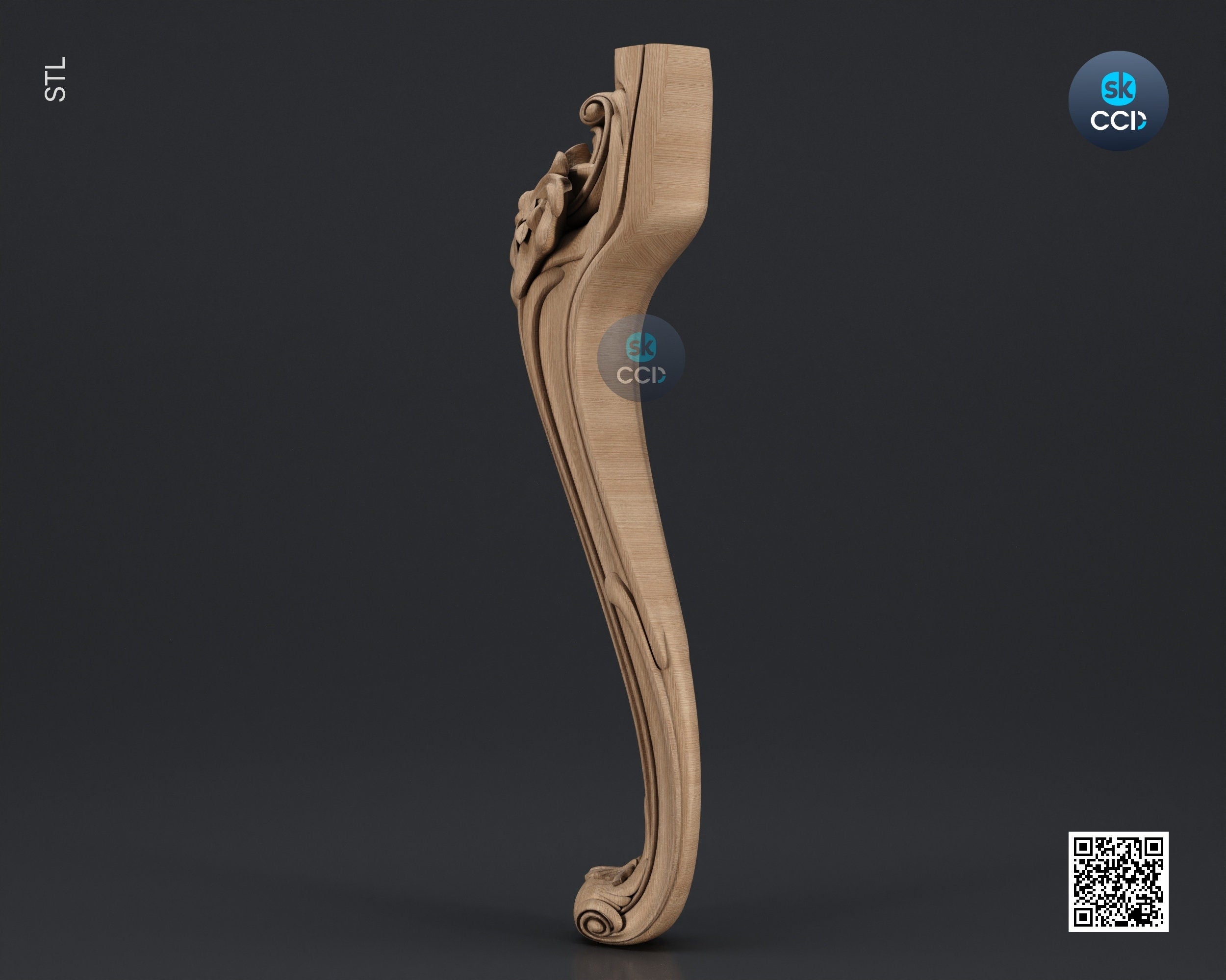 Furniture Leg 3D Model For Cnc Router, Wood Carving Digital File, Column Design, Model No. SKWL1030