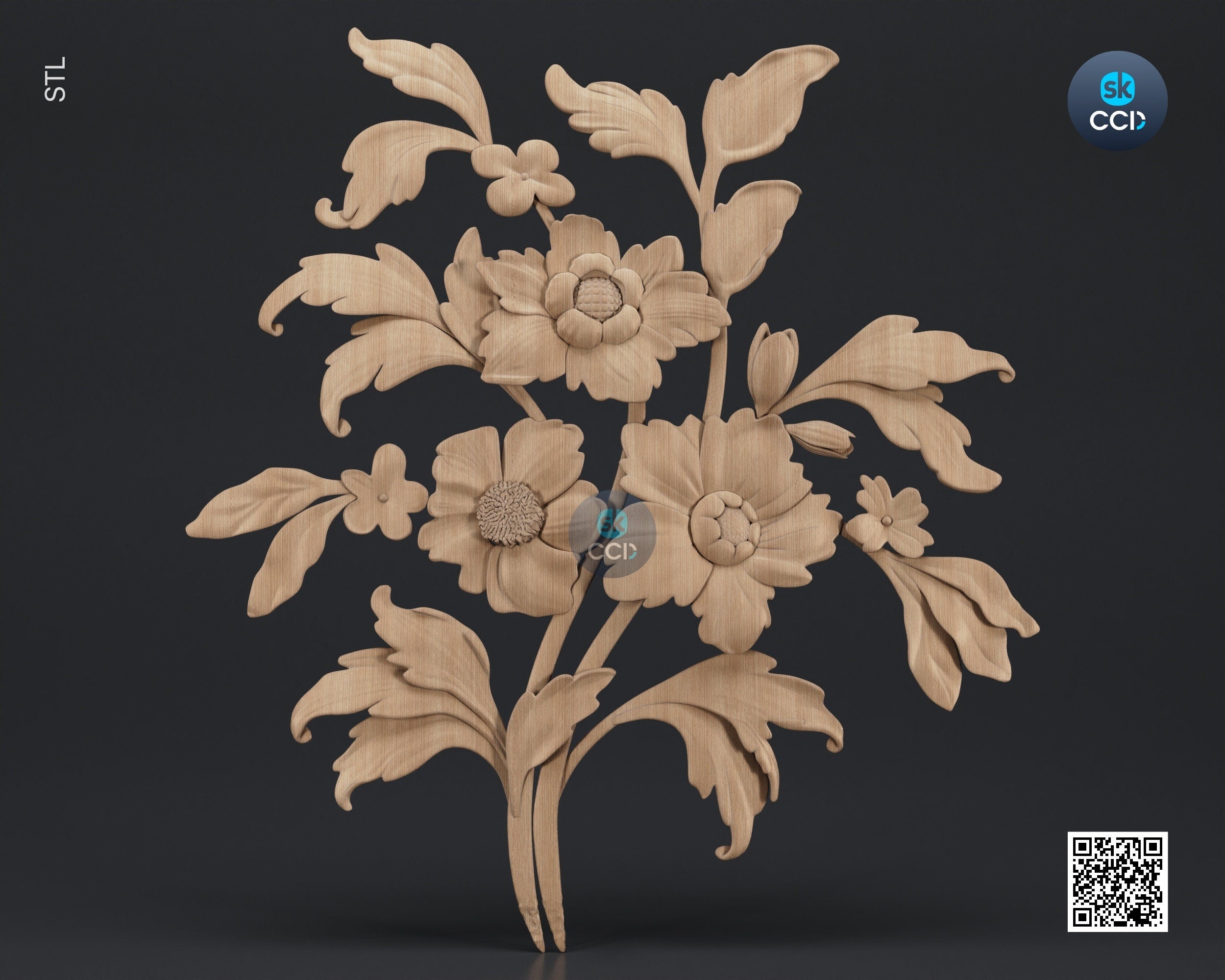 Wood Wall Art, Bouqet STL Model, CNC Router Carving ArtCAM File, Wall Sculpture, Wood Carving, 3D Model