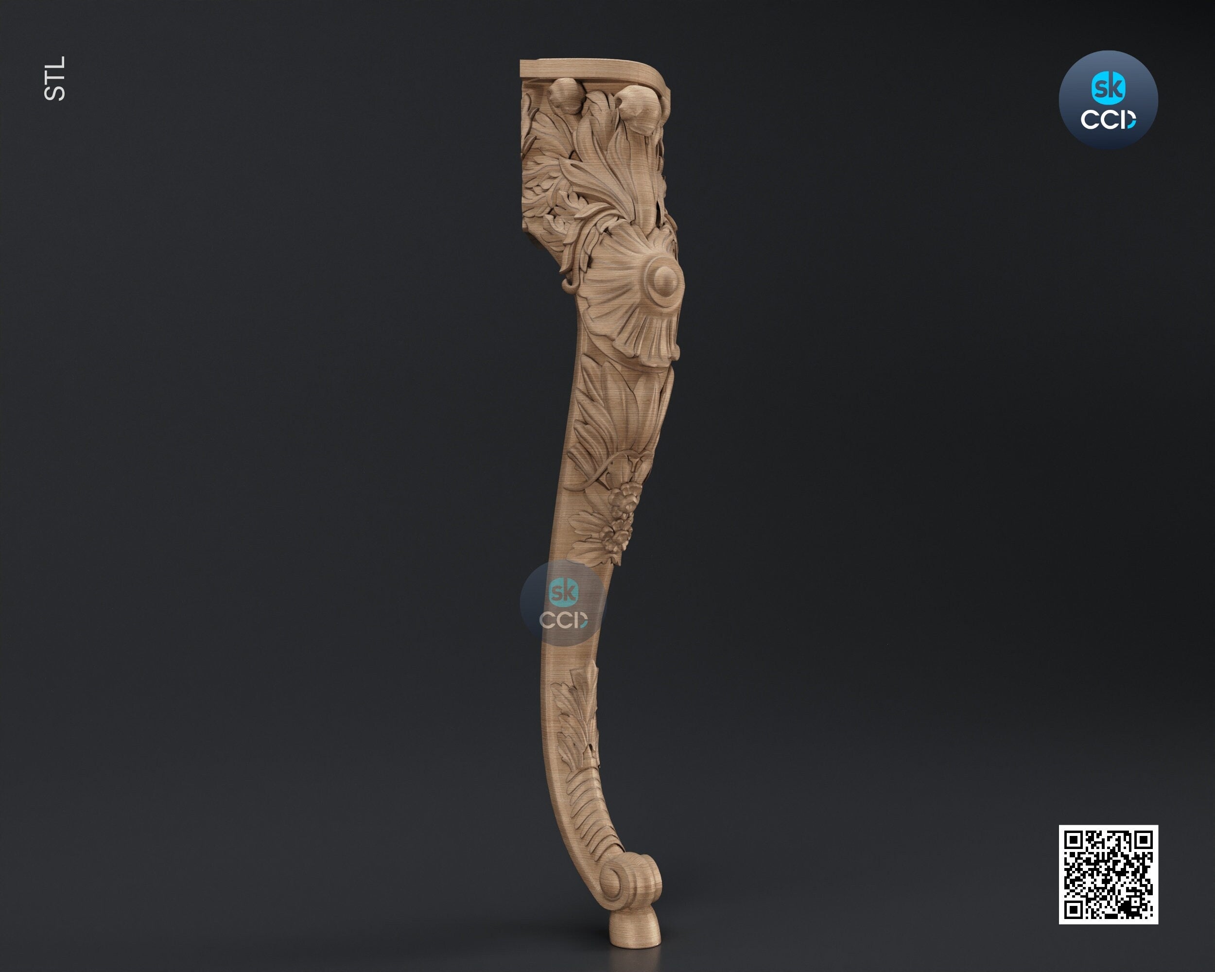 Furniture Leg 3D Model For Cnc Router, Wood Carving Digital File, Column Design, Model No. SKWL1032