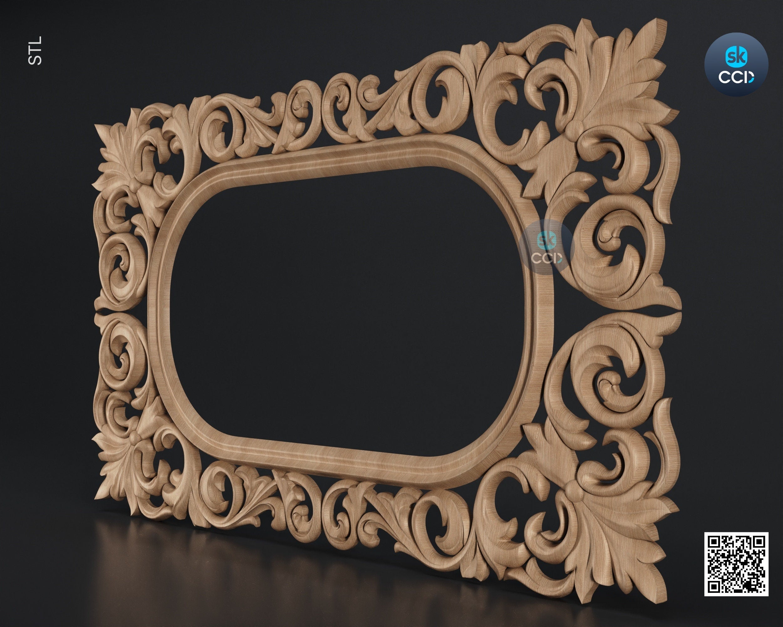 Carved Frame STL 3D Model, Carvign Frame, CNC Router Carving ArtCAM File, CNC files, Wood, Art, Wall Decor SKWF10133