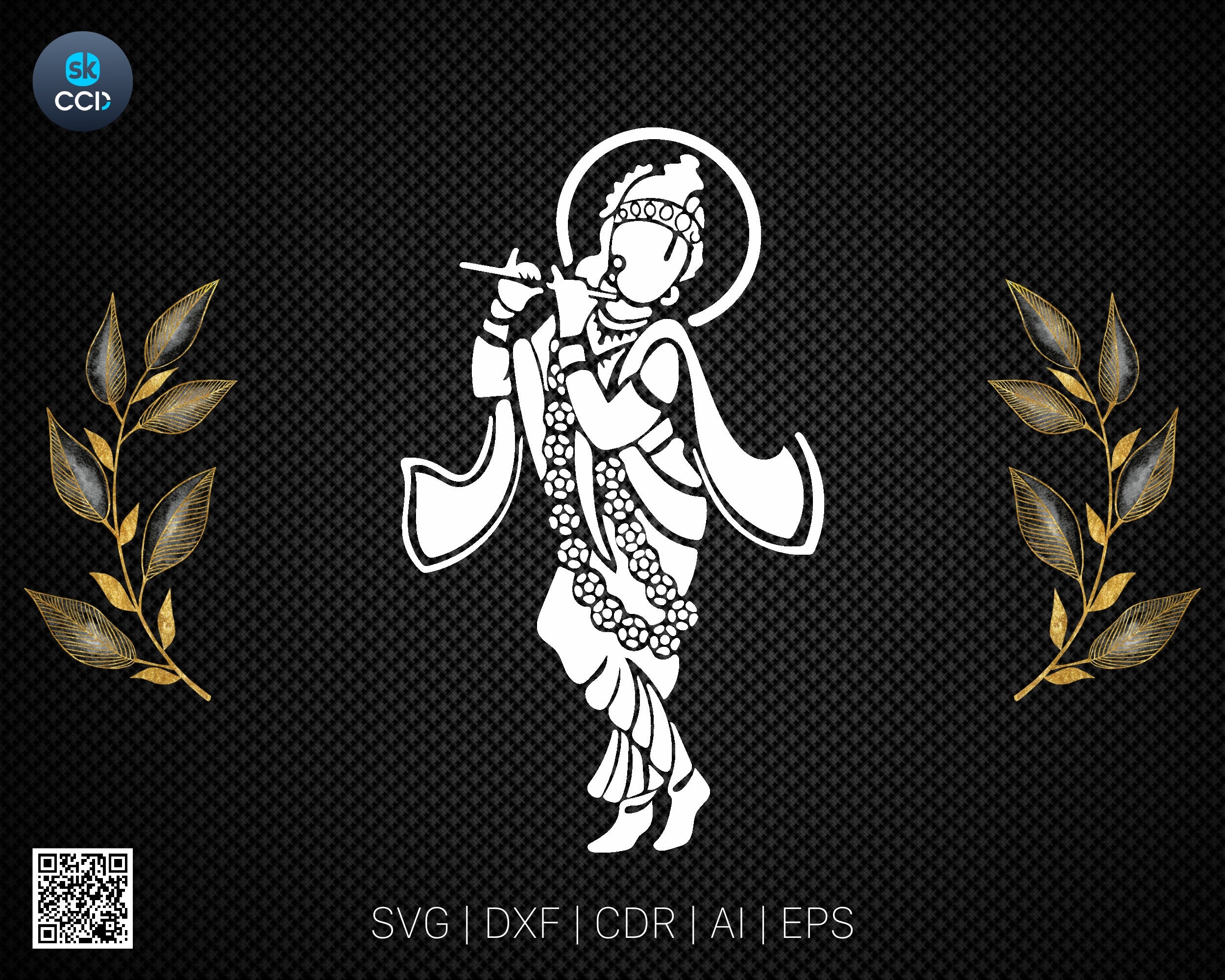 Krishna Indian God Wall Decor Laser Cutting DXF Vector Cnc Instant Download File Digital Design For Cnc Cutting