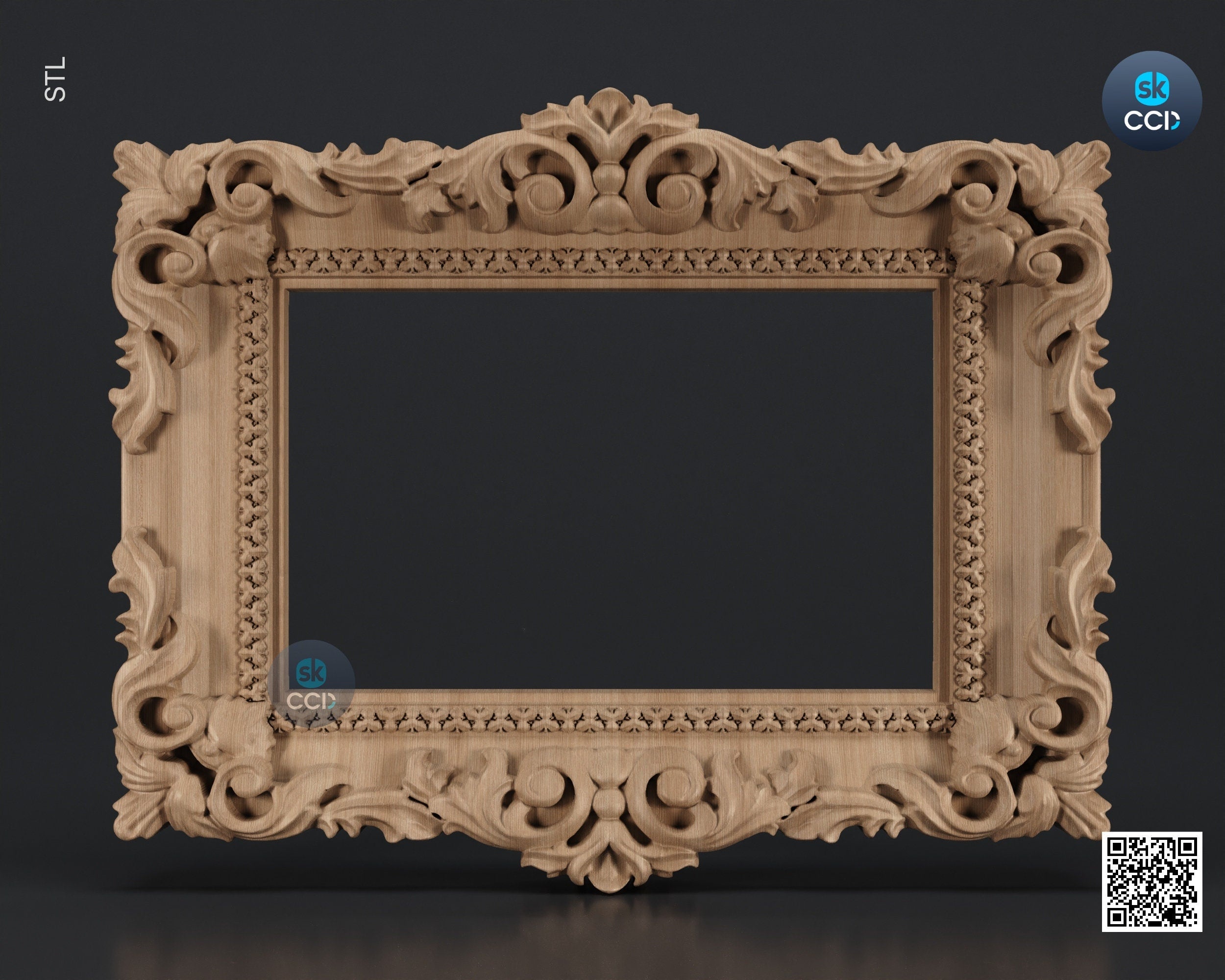 Carved Frame STL 3D Model, Carvign Frame, CNC Router Carving ArtCAM File, CNC files, Wood, Art, Wall Decor SKWF1083