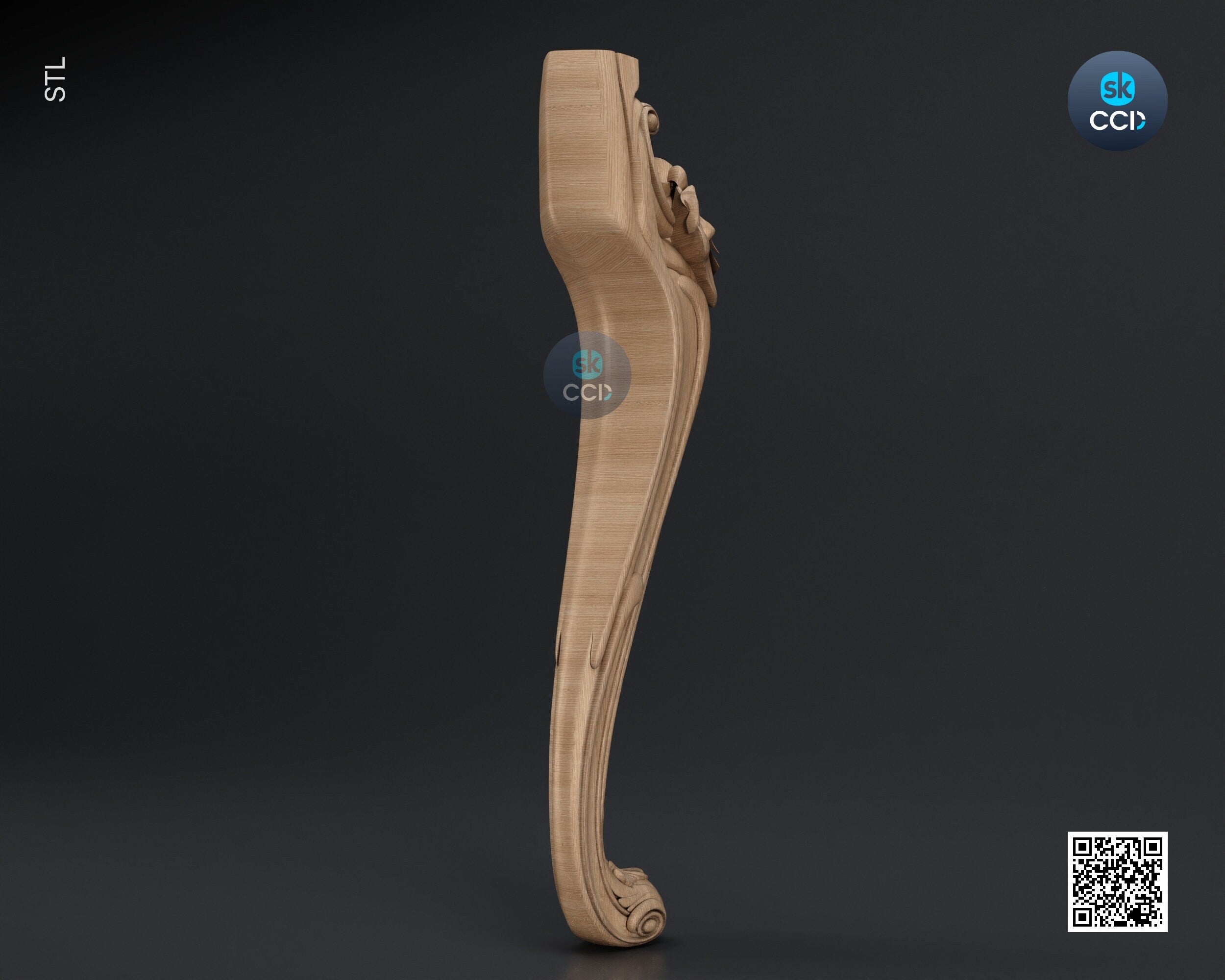 Furniture Leg 3D Model For Cnc Router, Wood Carving Digital File, Column Design, Model No. SKWL1030