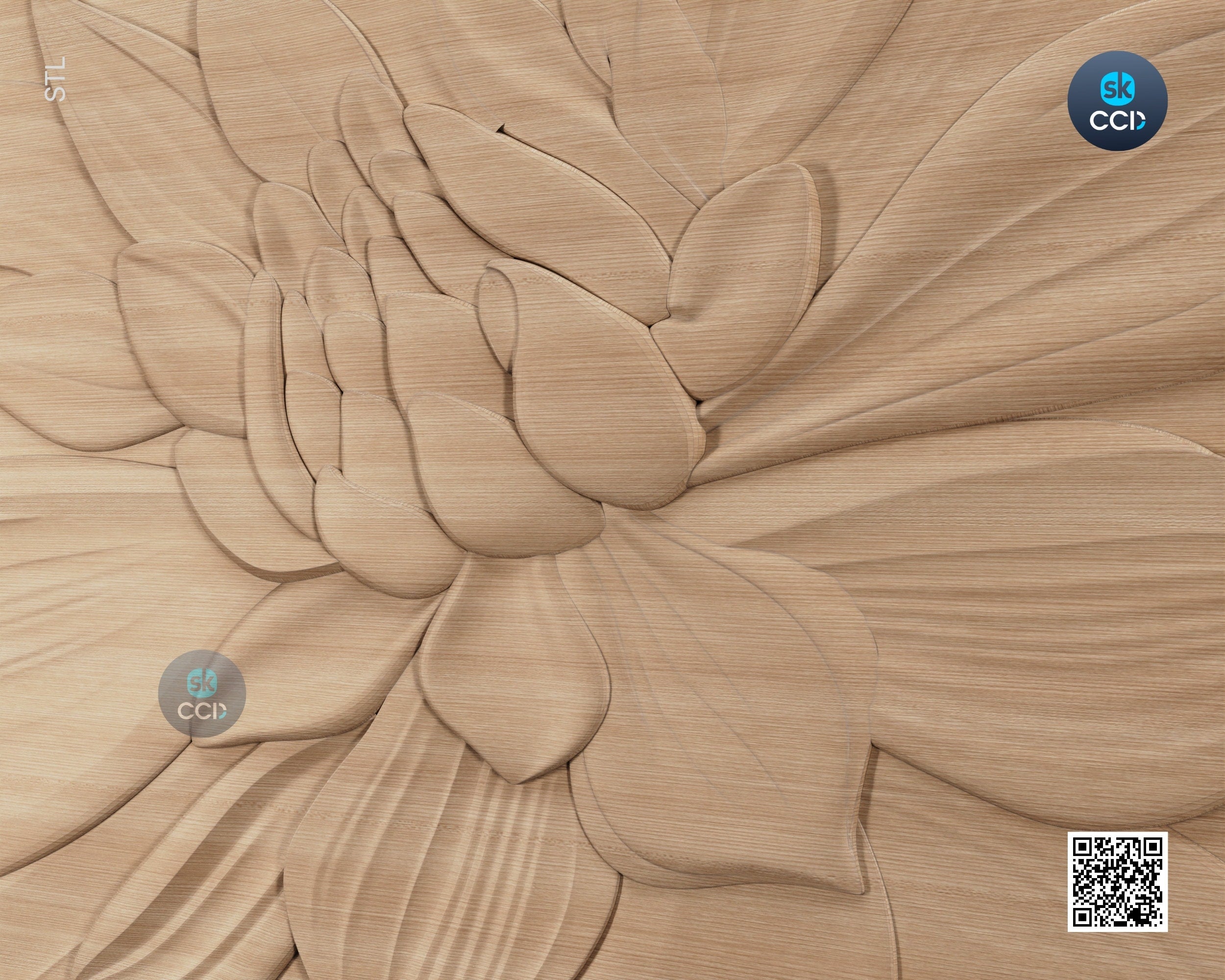 Wood Wall Art, Lotus STL Model, CNC Router Carving ArtCAM File, Wall Sculpture, Wood Carving, 3D Model