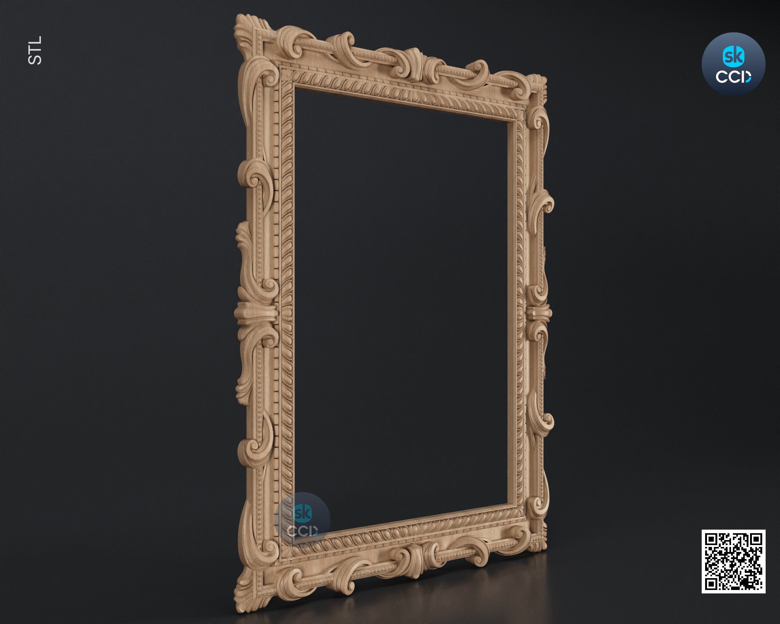 Carved Frame STL 3D Model, Carvign Frame, CNC Router Carving ArtCAM File, CNC files, Wood, Art, Wall Decor SKWF10171