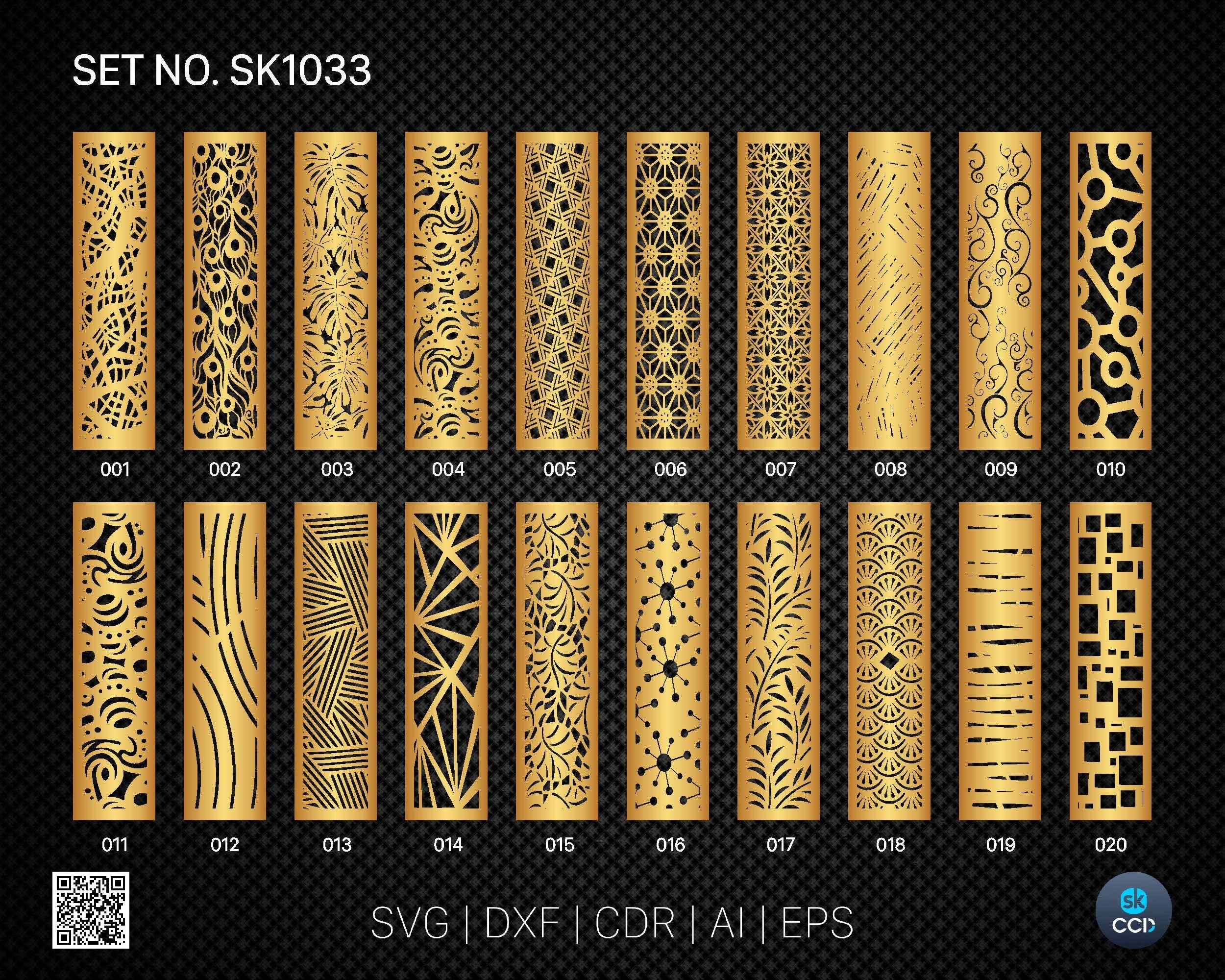 20 Decorative panel | Set SK1033 | Room Divider, Screen, Partitions, Door Panel Laser, Cnc, Plasma, Cricut File CDR, Svg, AI, Dxf, Eps