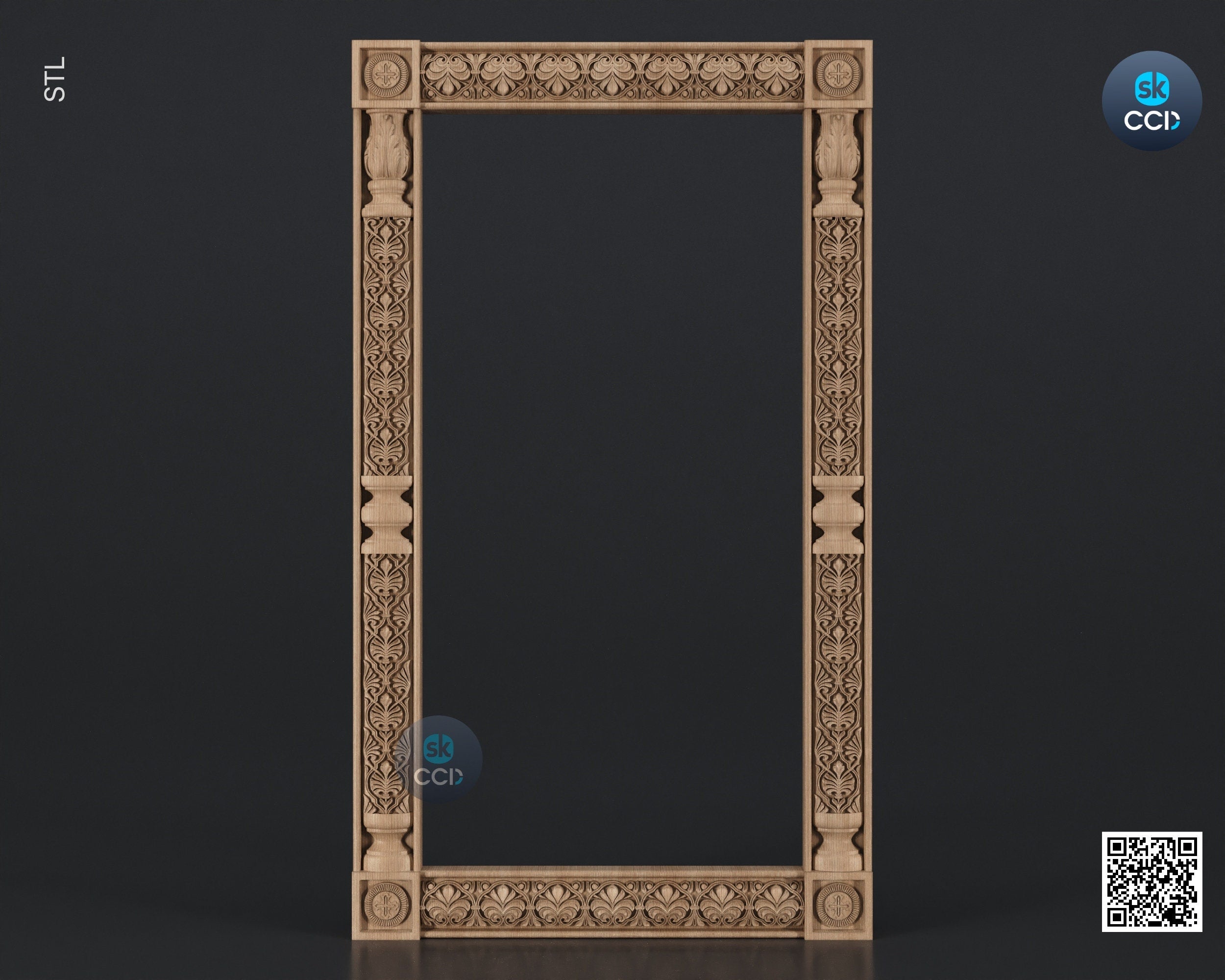 Carved Frame STL 3D Model, Carvign Frame, CNC Router Carving ArtCAM File, CNC files, Wood, Art, Wall Decor SKWF10261