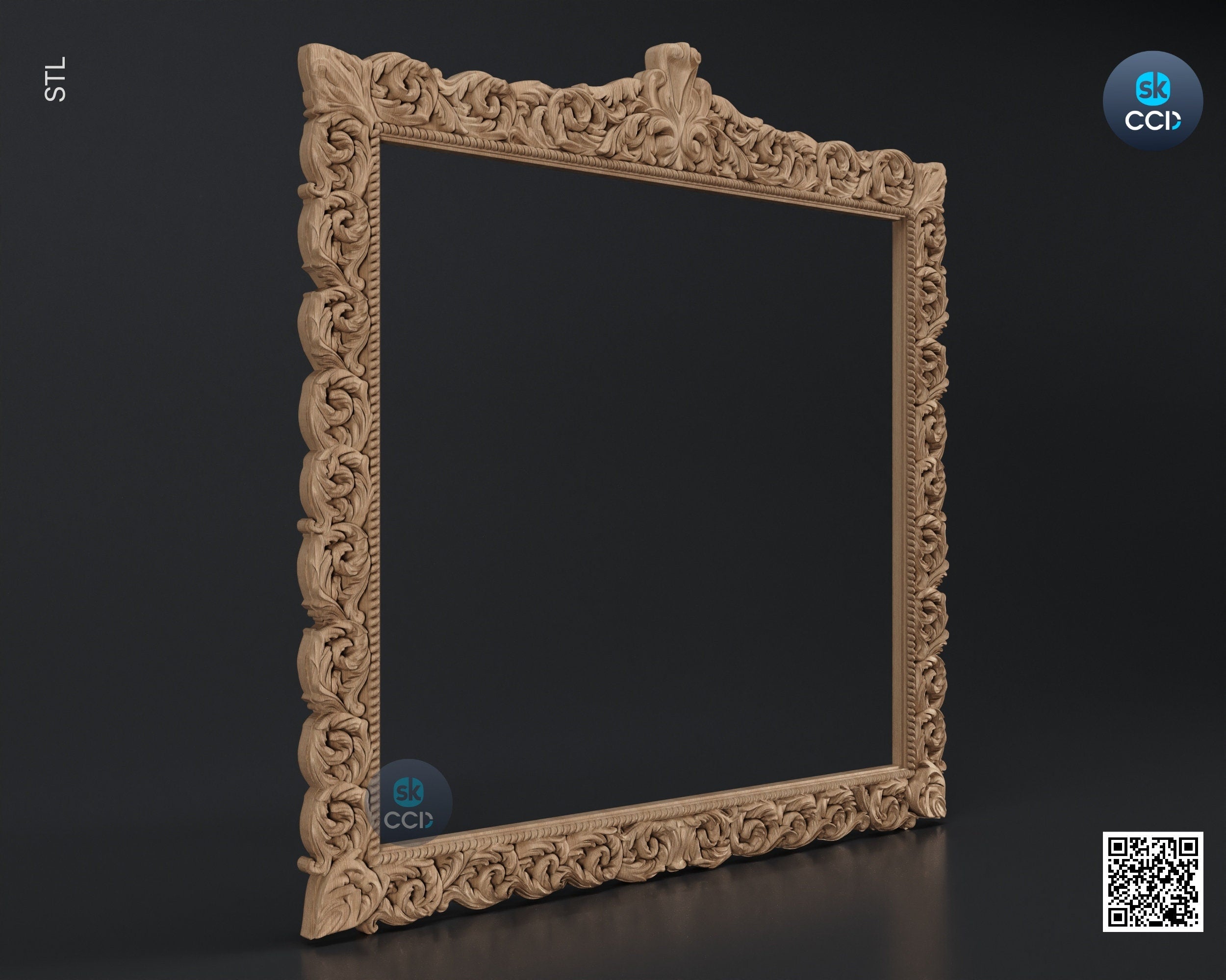 Carved Frame STL 3D Model, Carvign Frame, CNC Router Carving ArtCAM File, CNC files, Wood, Art, Wall Decor SKWF1043