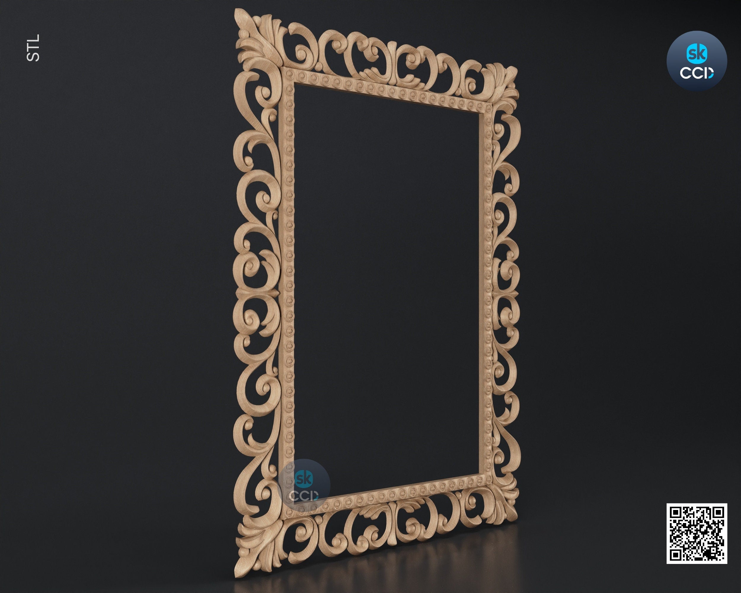 Carved Frame STL 3D Model, Carvign Frame, CNC Router Carving ArtCAM File, CNC files, Wood, Art, Wall Decor SKWF10207
