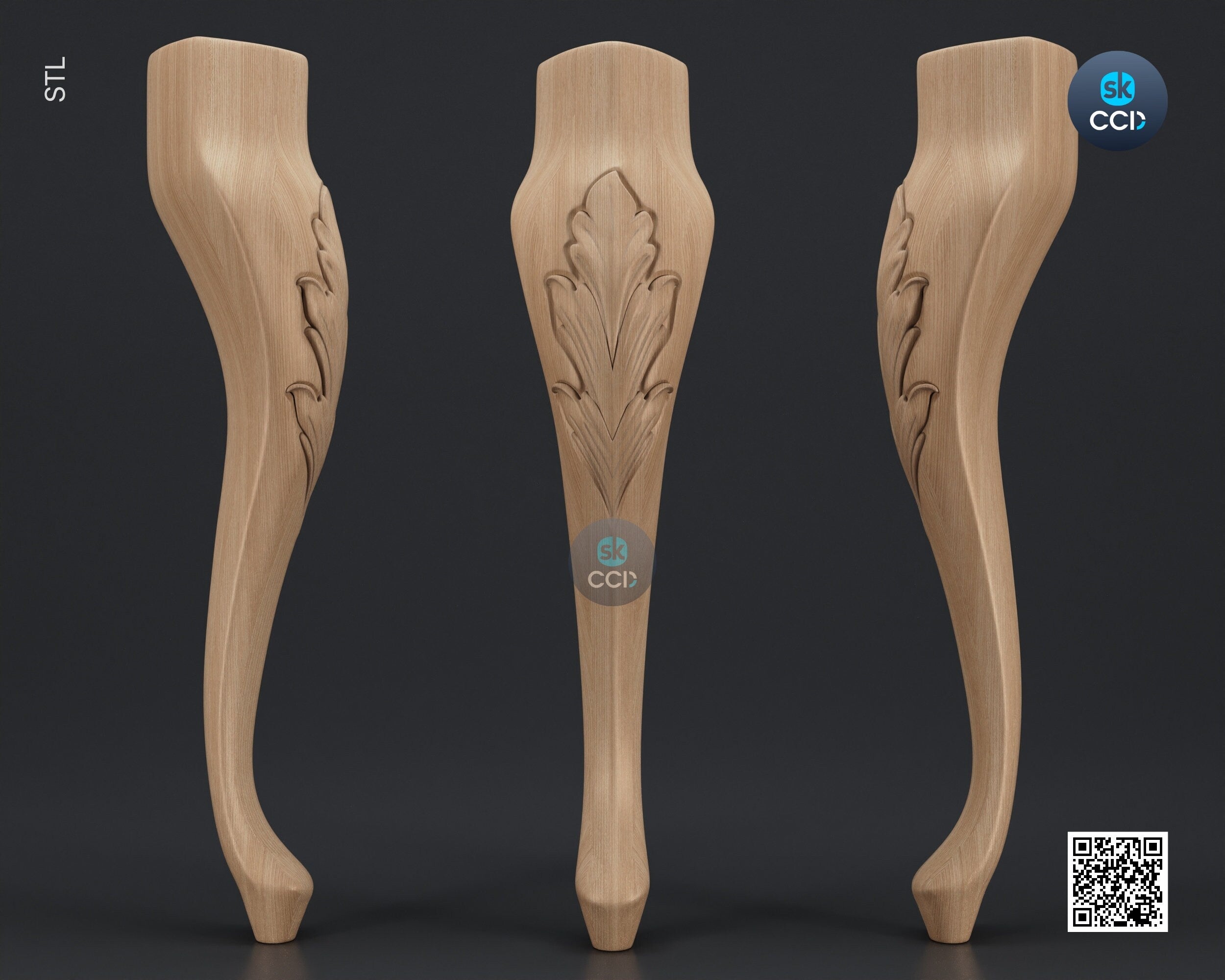 Furniture Leg 3D Model For Cnc Router, Wood Carving Digital File, Column Design, Model No. SKWL1018