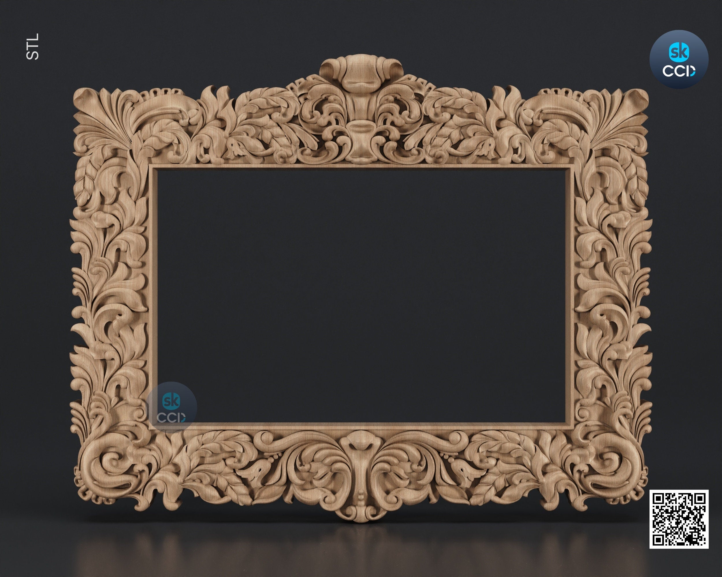 Carved Frame STL 3D Model, Carvign Frame, CNC Router Carving ArtCAM File, CNC files, Wood, Art, Wall Decor SKWF1053